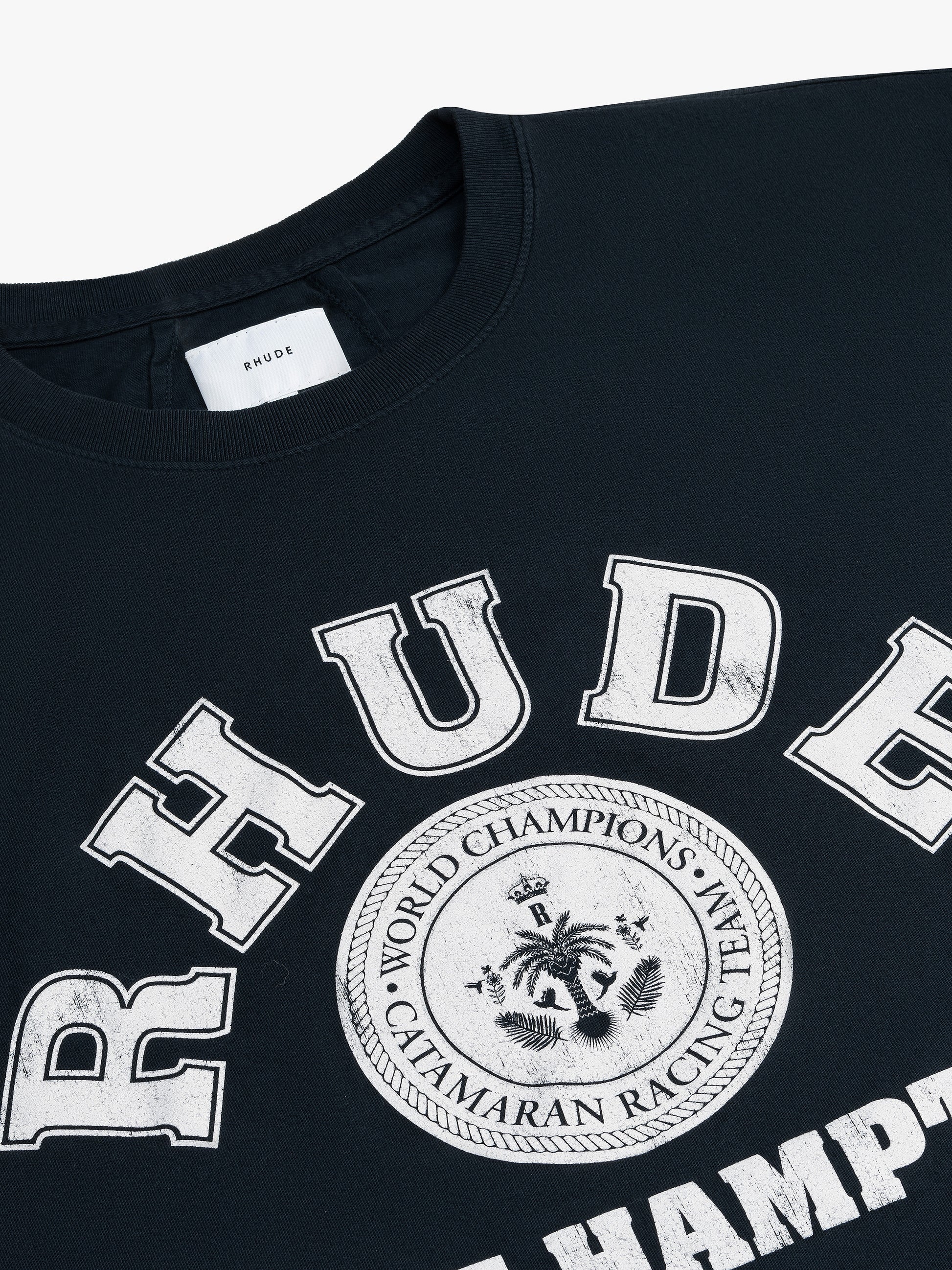 RHUDE MEN'S HAMPTON CATAMARAN TEE VTG BLACK NWT