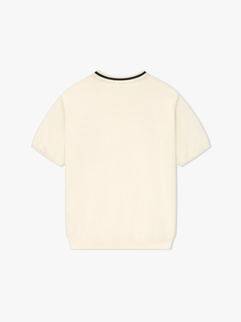 RHUDE MEN'S LOGO KNIT TEE BLACK/IVORY NWT