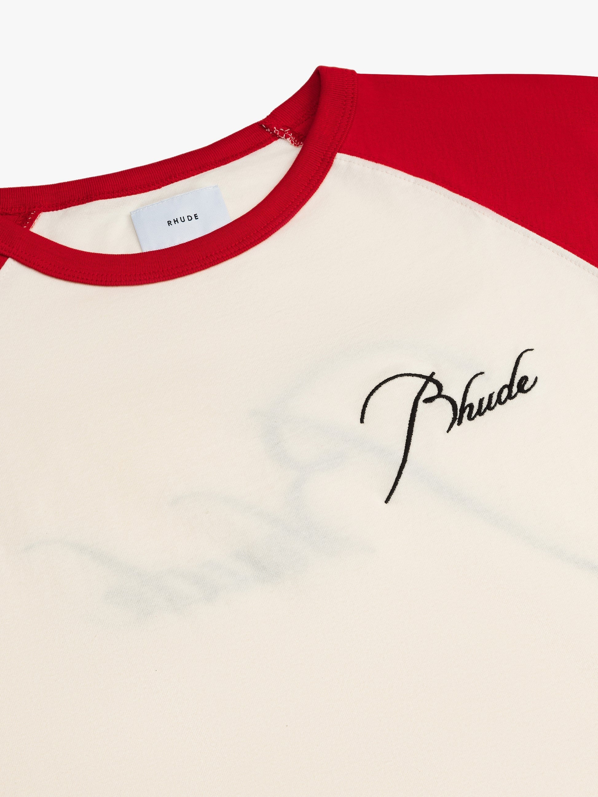 RHUDE MEN'S RAGLAN TEE VTG RED/ VTG WHITE NWT