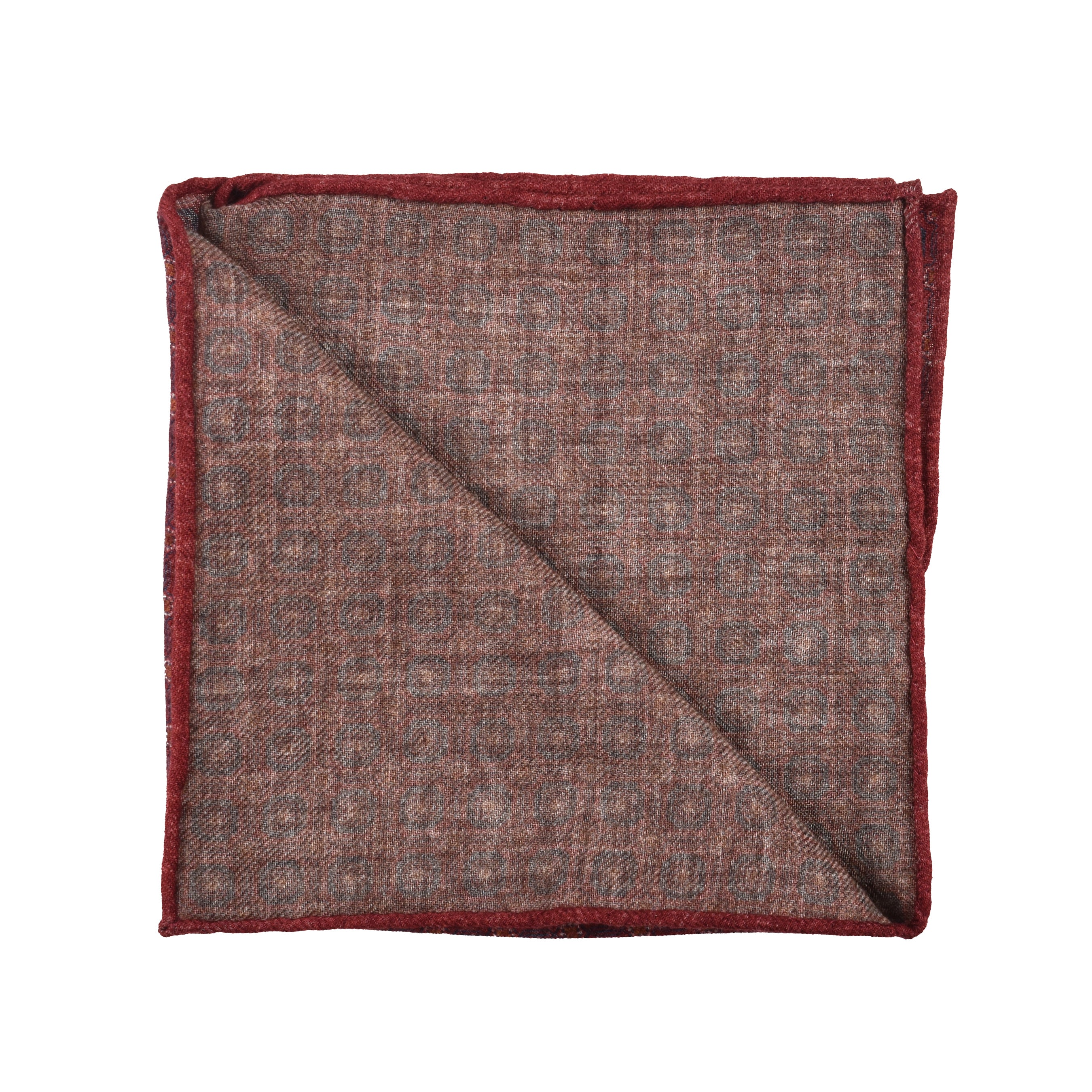 BRUNELLO CUCINELLI MEN'S 100% WOOL TWO TONE GEOMETRIC POCKET SQUARE NEW