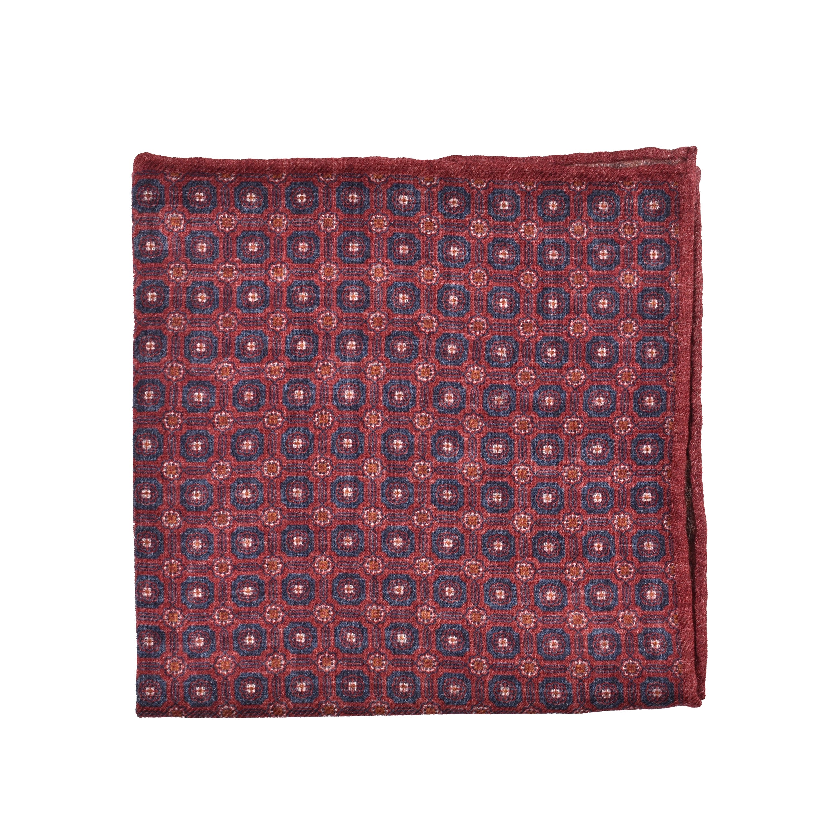 BRUNELLO CUCINELLI MEN'S 100% WOOL TWO TONE GEOMETRIC POCKET SQUARE NEW