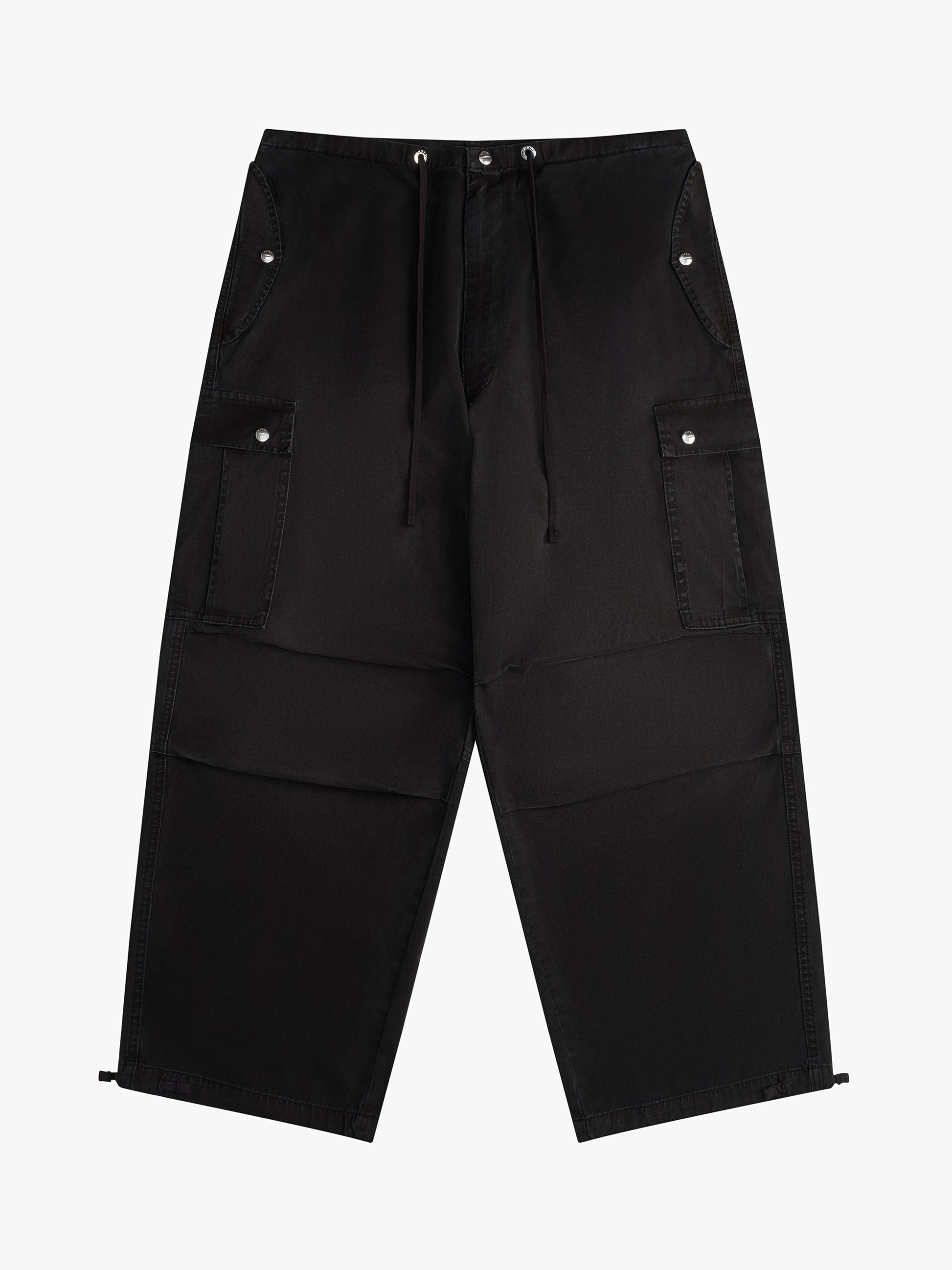 RHUDE WOMEN'S WASHED PARACHUTE PANTS BLACK