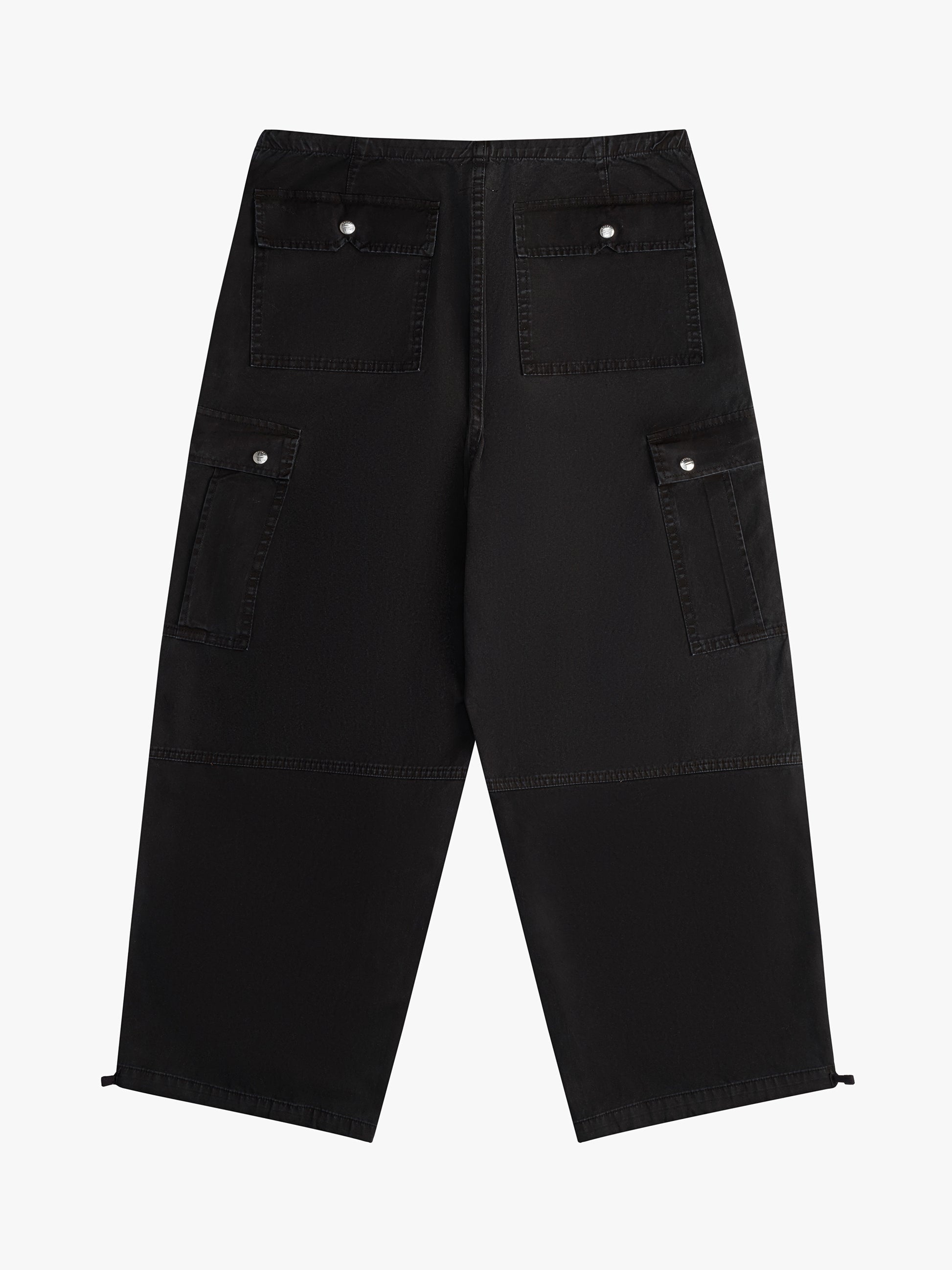 RHUDE WOMEN'S WASHED PARACHUTE PANTS BLACK