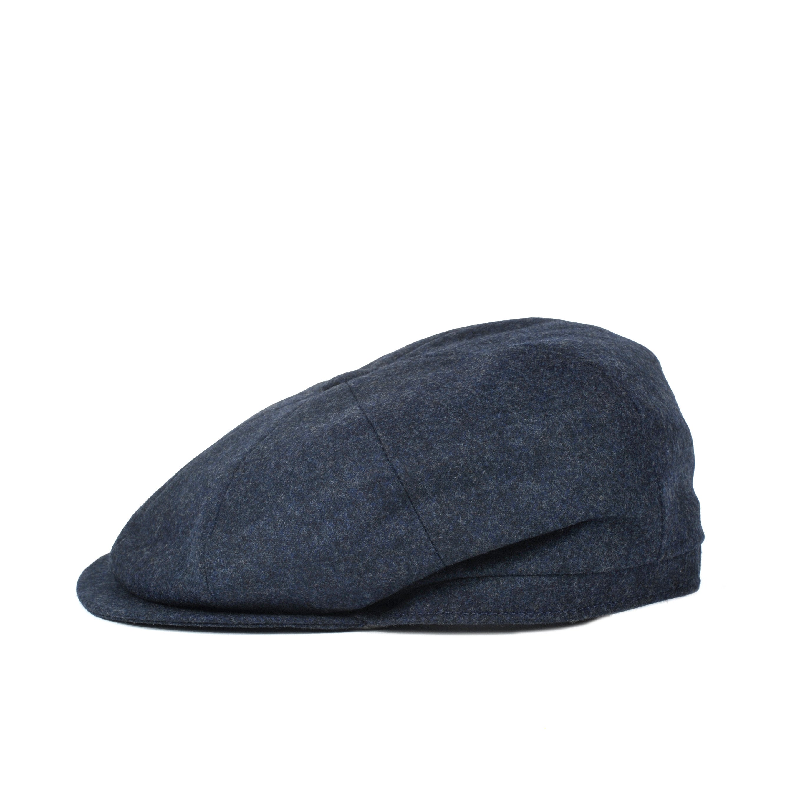 BRUNELLO CUCINELLI MEN'S 100% VIRGIN WOOL NAVY BLUE FLAY HAT