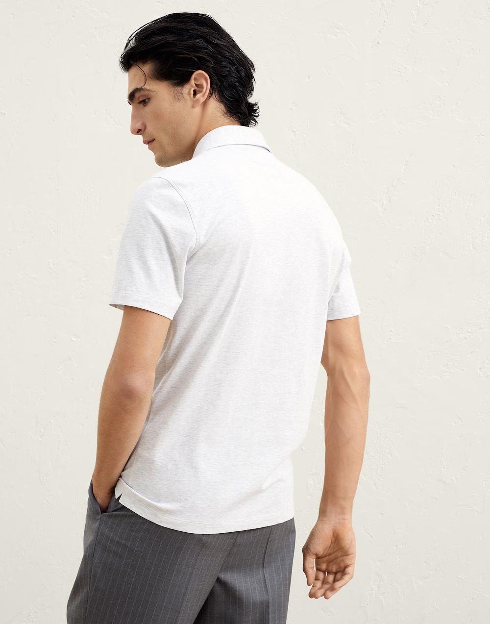 BRUNELLO CUCINELLI MEN'S OFF-WHITE SHORT-SLEEVE POLO SHIRT