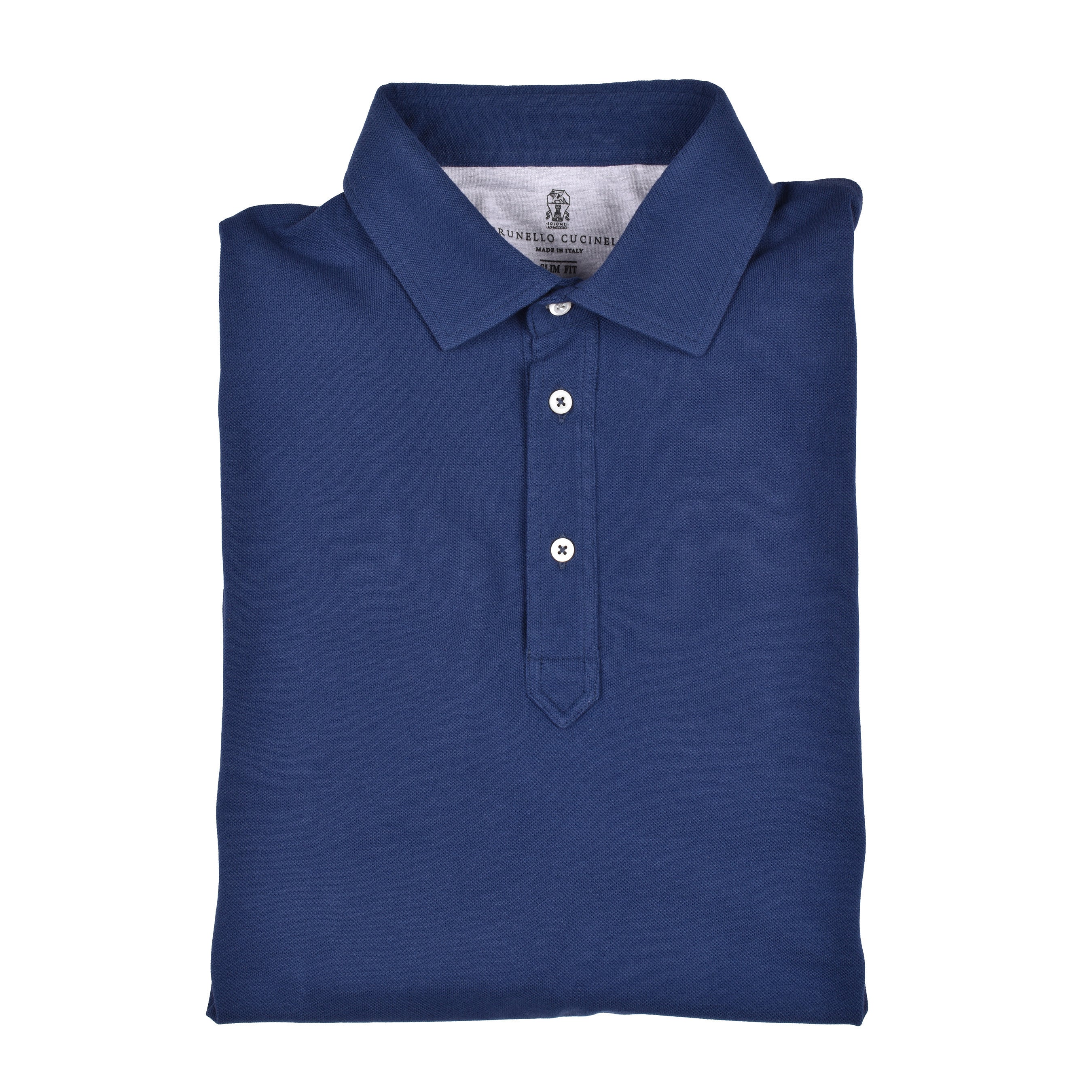 BRUNELLO CUCINELLI MEN'S BLUE SLIM FIT POLO SHIRT