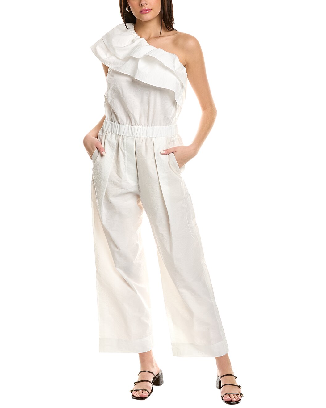 BRUNELLO CUCINELLI WOMEN'S OFF WHITE WIDE LEG TROUSERS