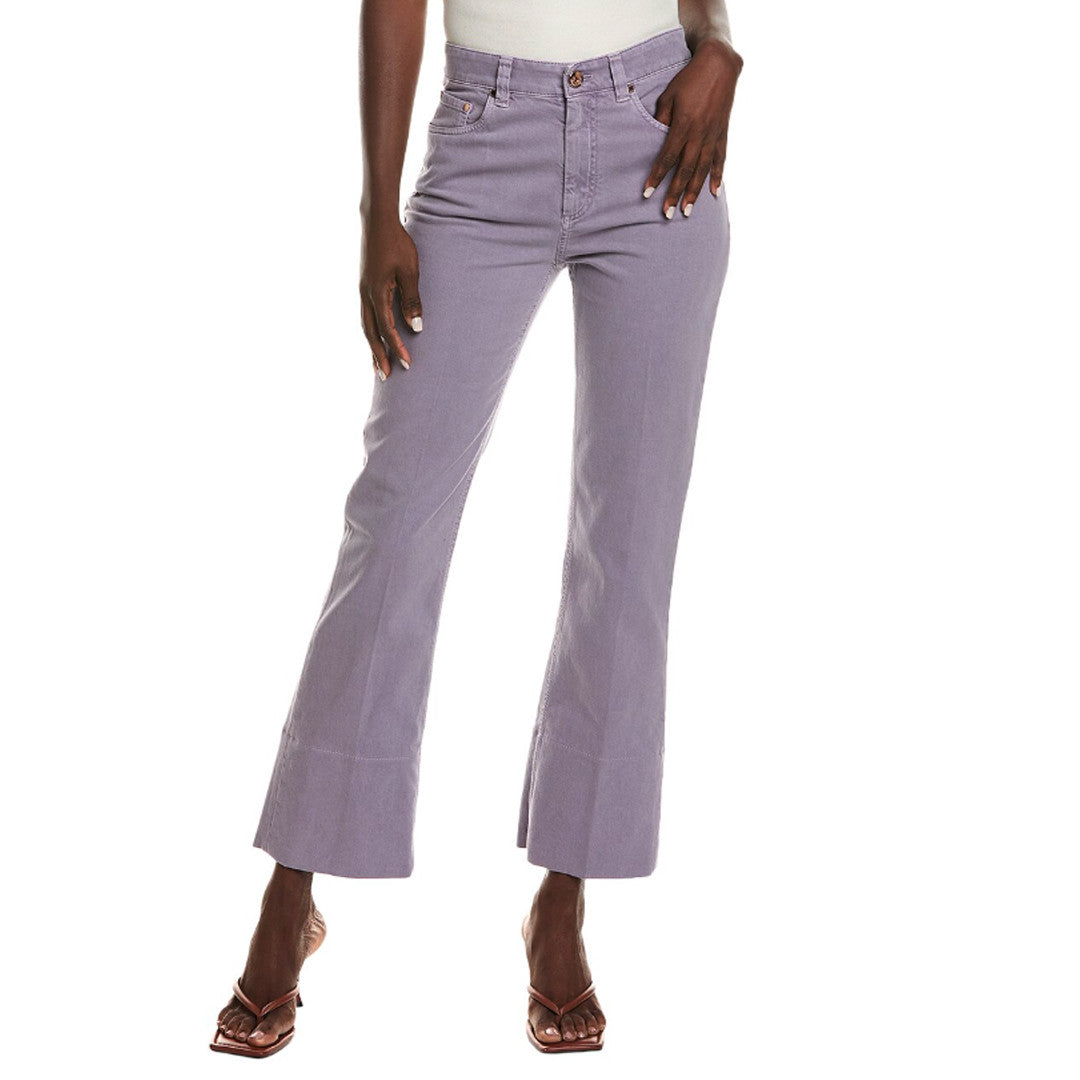 BRUNELLO CUCINELLI WOMEN'S LAVENDER FLARED COTTON TROUSERS