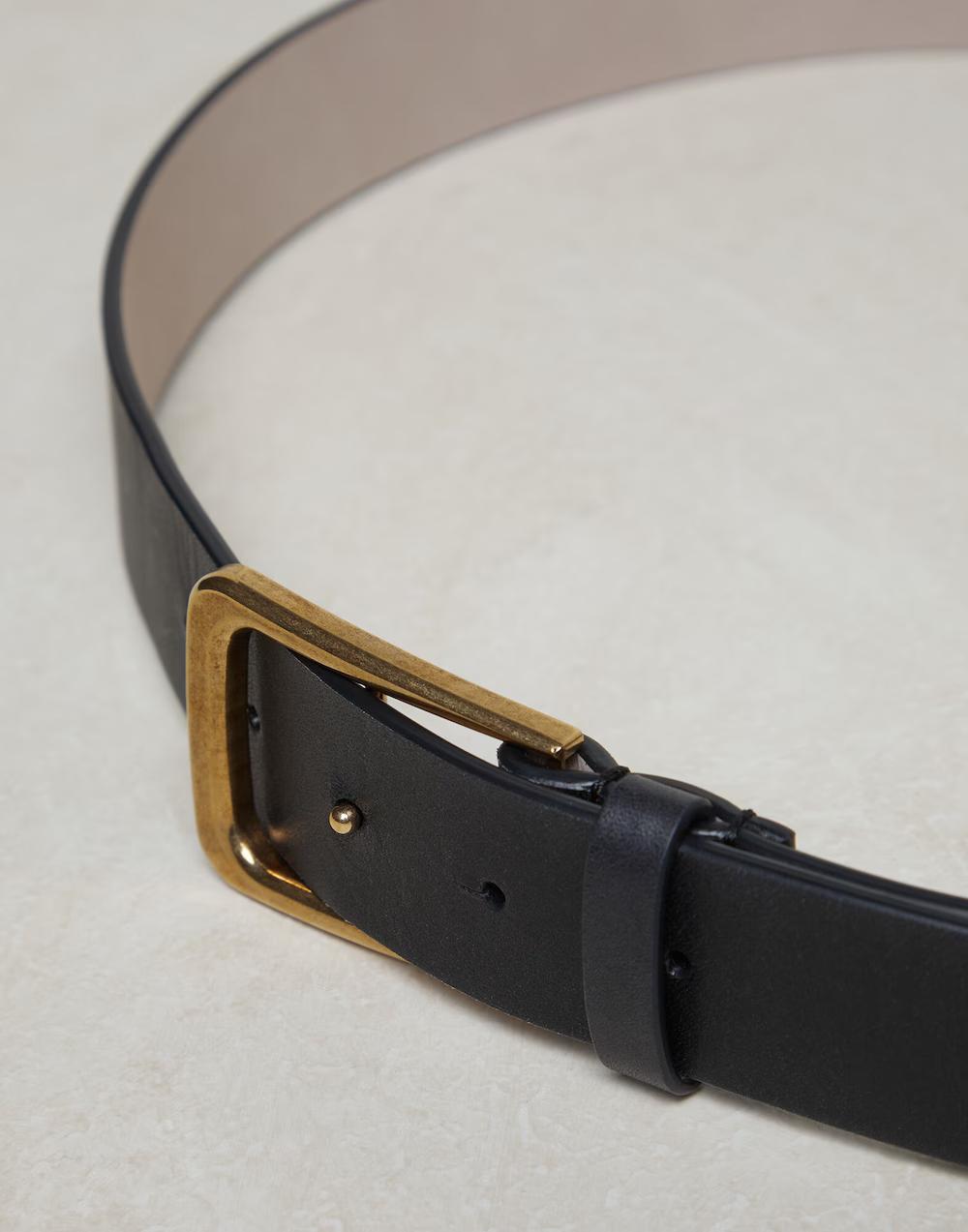 BRUNELLO CUCINELLI WOMEN'S BLACK LEATHER BELT WITH BUCKLE