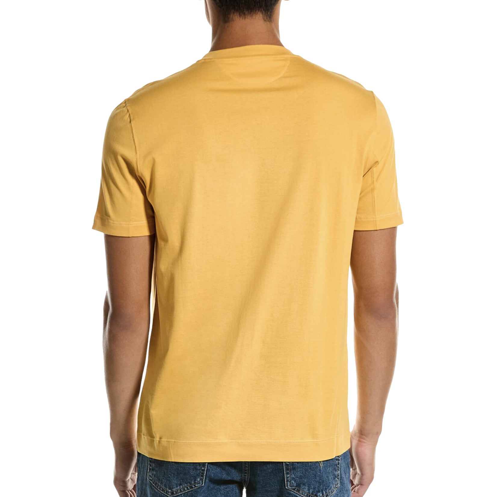 BRUNELLO CUCINELLI MEN'S YELLOW SHORT SLEEVE T-SHIRT