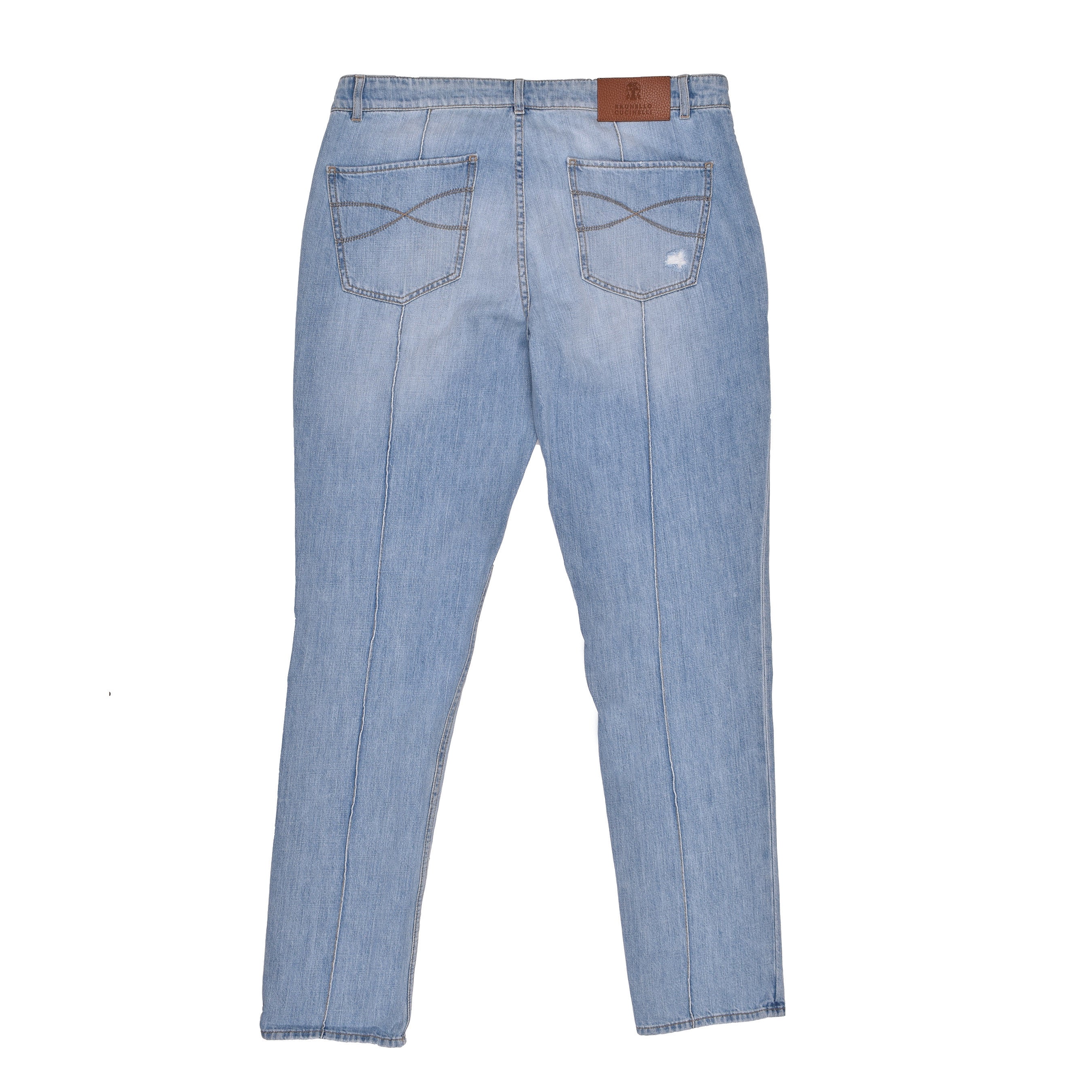 BRUNELLO CUCINELLI MEN'S 100% COTTON DISTRESSED TRADITIONAL FIT DENIM JEAN PANTS
