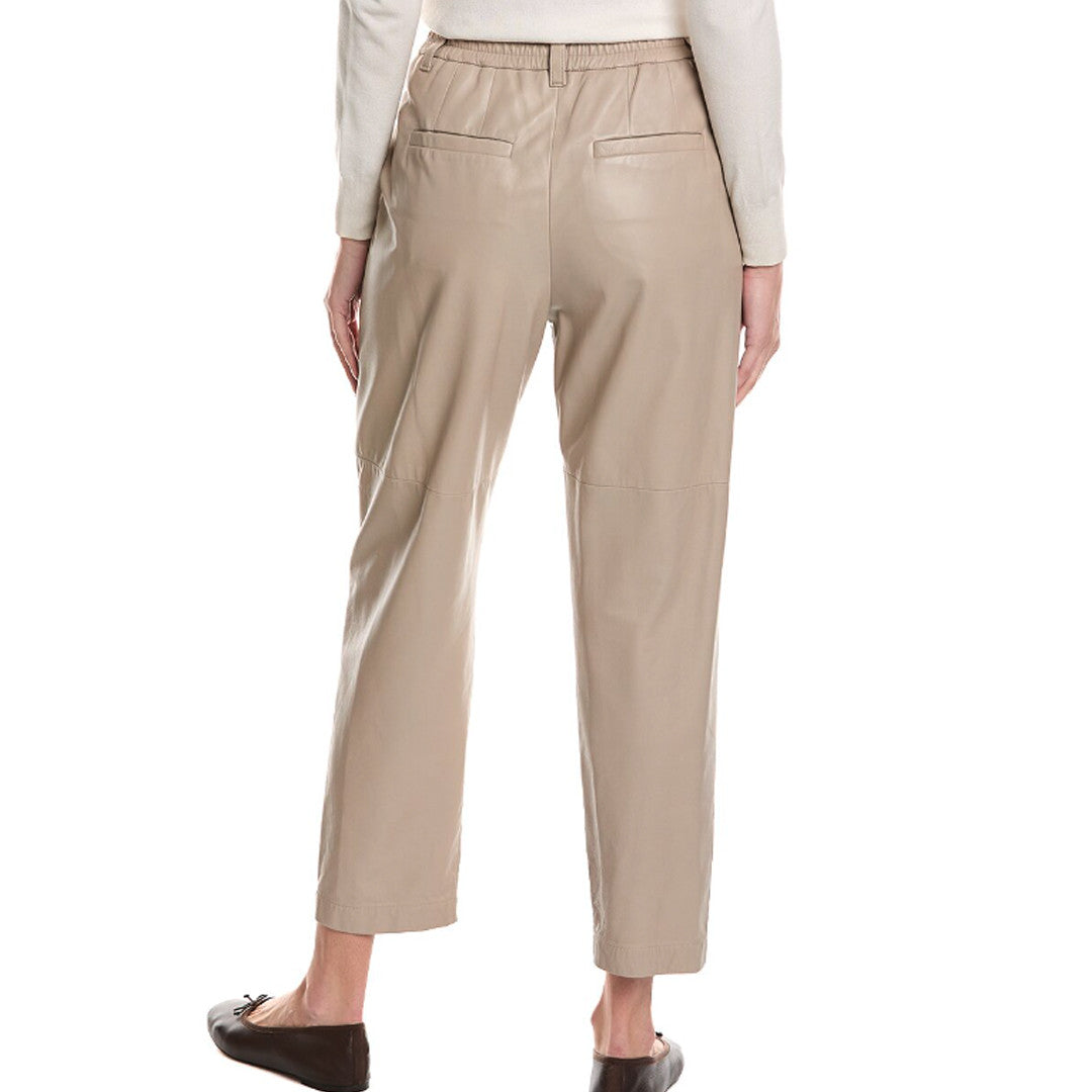 BRUNELLO CUCINELLI WOMEN'S PANTS 100% LEATHER CASUAL PANTS/TROUSERS