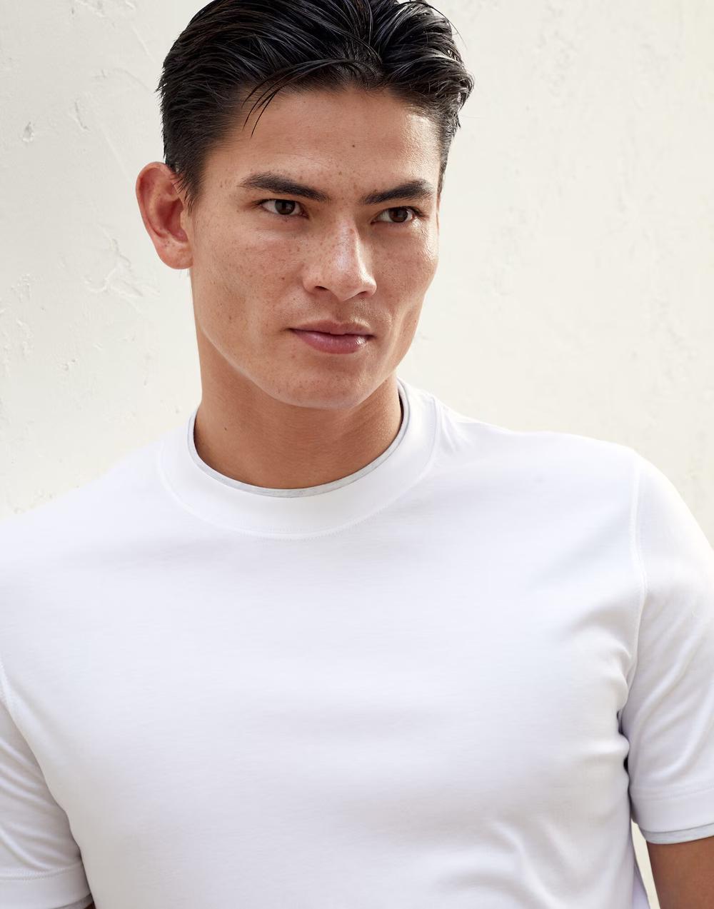 BRUNELLO CUCINELLI MEN'S WHITE CREW NECK T-SHIRT