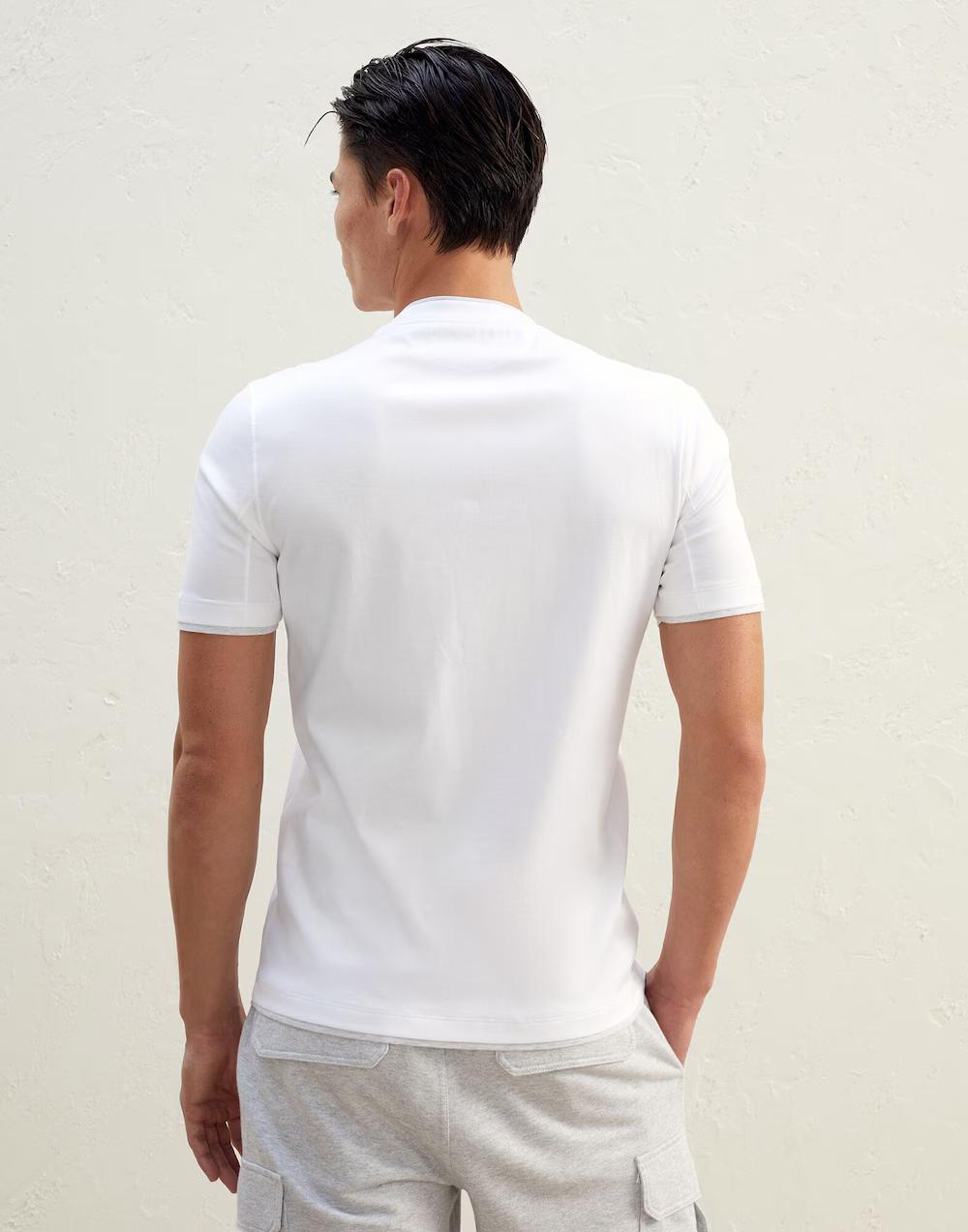 BRUNELLO CUCINELLI MEN'S WHITE CREW NECK T-SHIRT