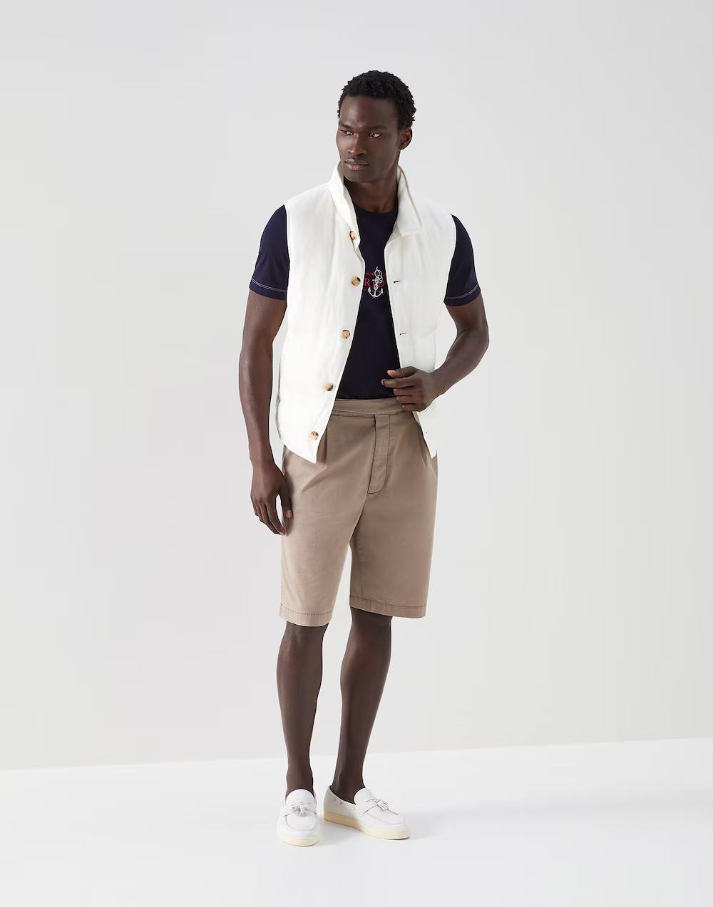 BRUNELLO CUCINELLI MEN'S COBALT GRAPHIC CREWNECK T-SHIRT