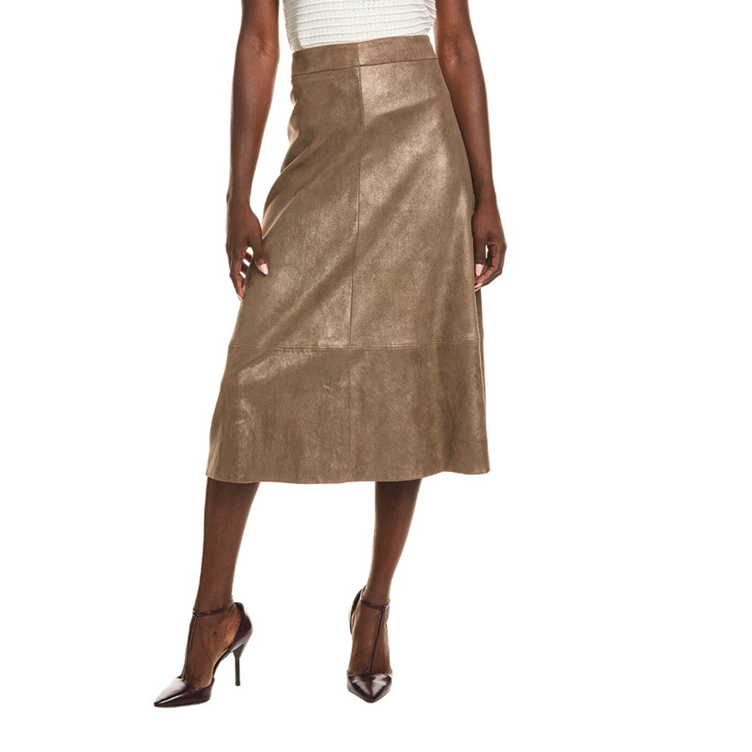BRUNELLO CUCINELLI WOMEN'S 100% GENUINE LEATHER A-LINE SKIRT