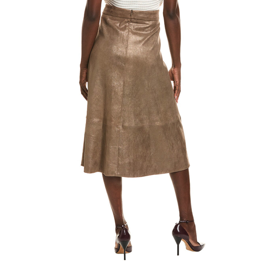 BRUNELLO CUCINELLI WOMEN'S 100% GENUINE LEATHER A-LINE SKIRT