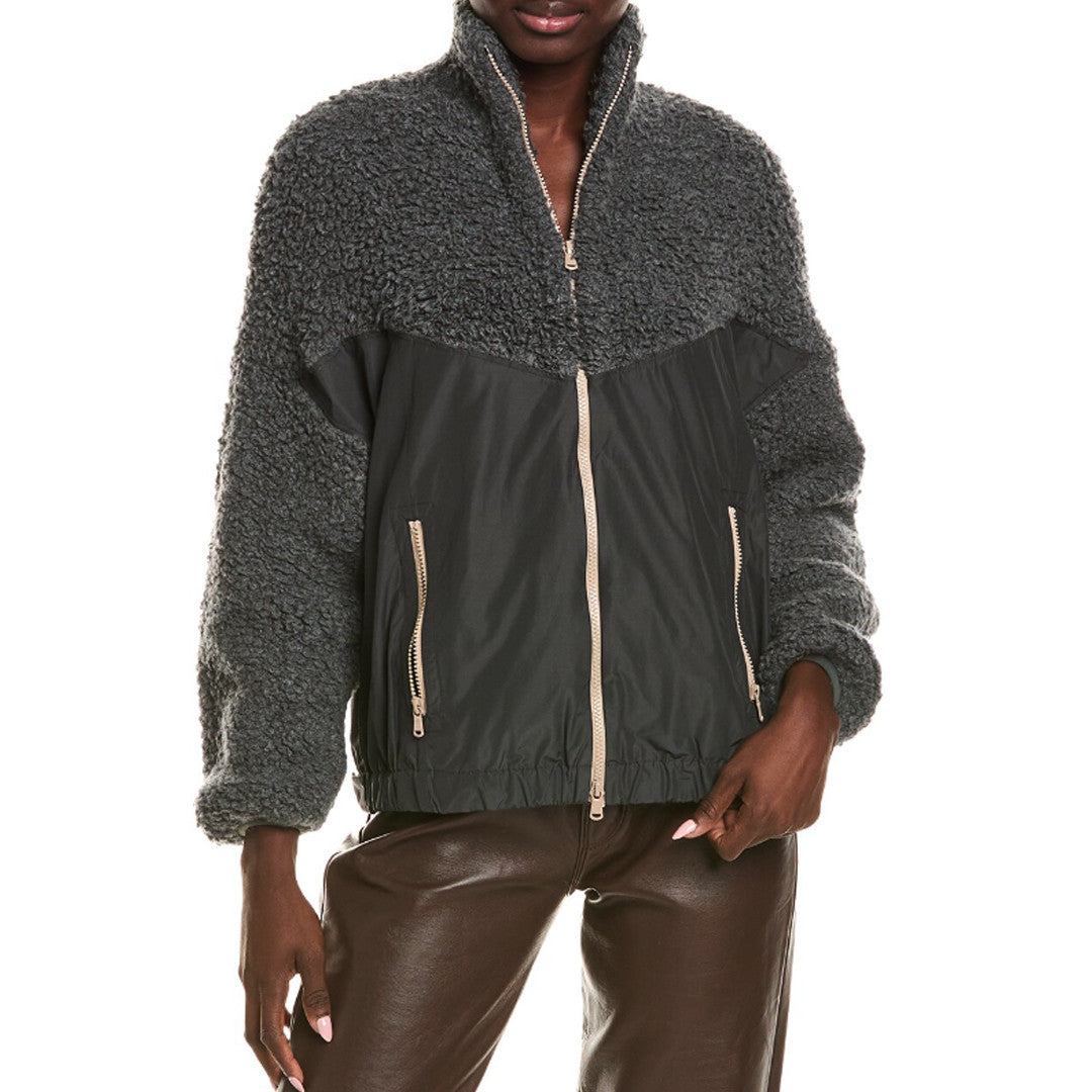 BRUNELLO CUCINELLI WOMEN'S CASHMERE BLEND ZIP UP TWO TONE SWEATER