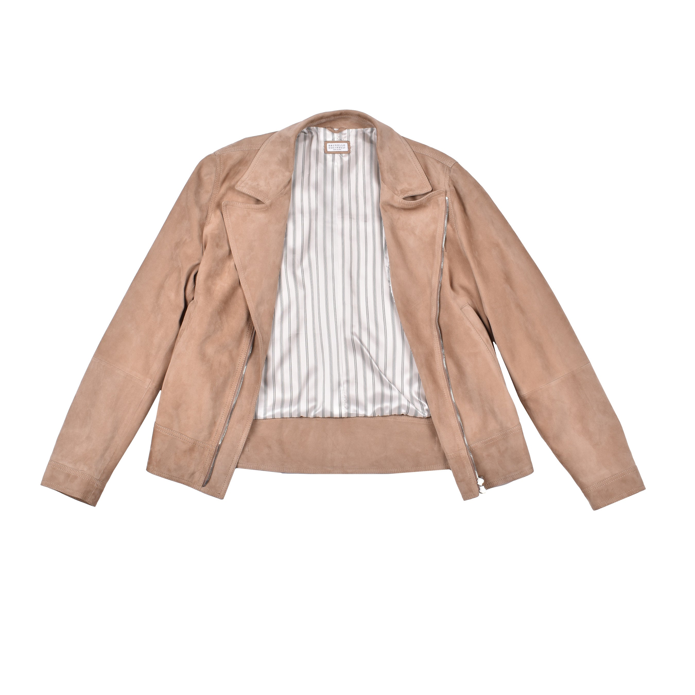 BRUNELLO CUCINELLI MEN'S TOBACCO SUEDE BIKER JACKET