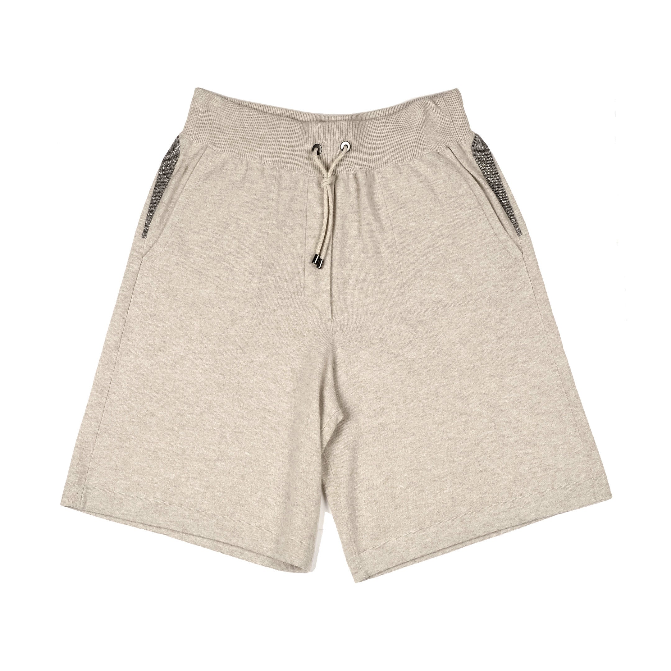 BRUNELLO CUCINELLI WOMEN'S 100% CASHMERE MONILI BEAD LINED BERMUDA STYLE SHORTS