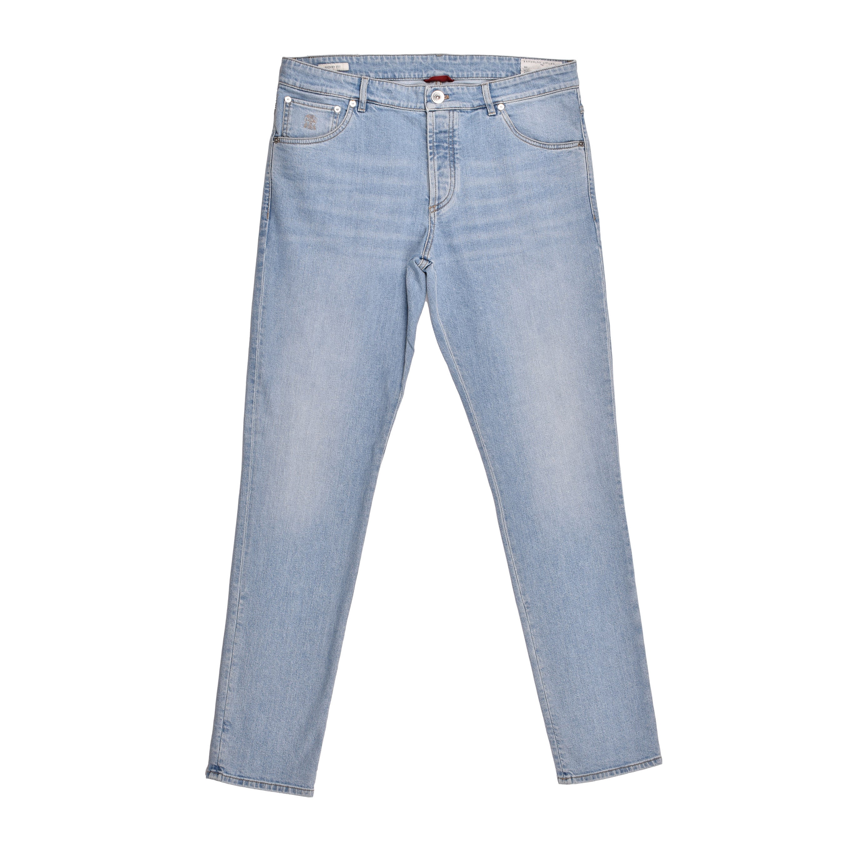 BRUNELLO CUCINELLI MEN'S LIGHT BLUE SKINNY TROUSERS