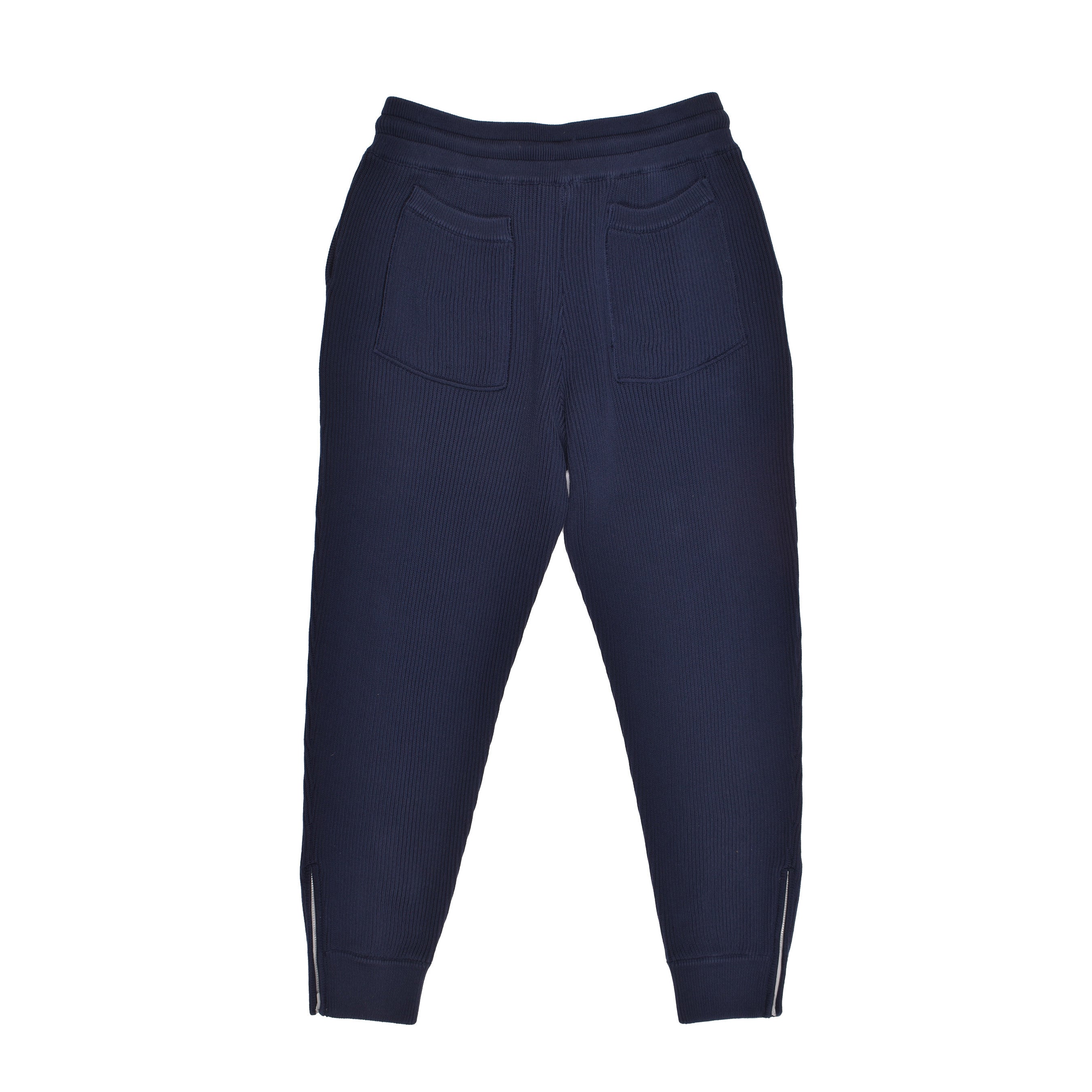BRUNELLO CUCINELLI MEN'S NAVY RIBBED COTTON SWEATPANTS