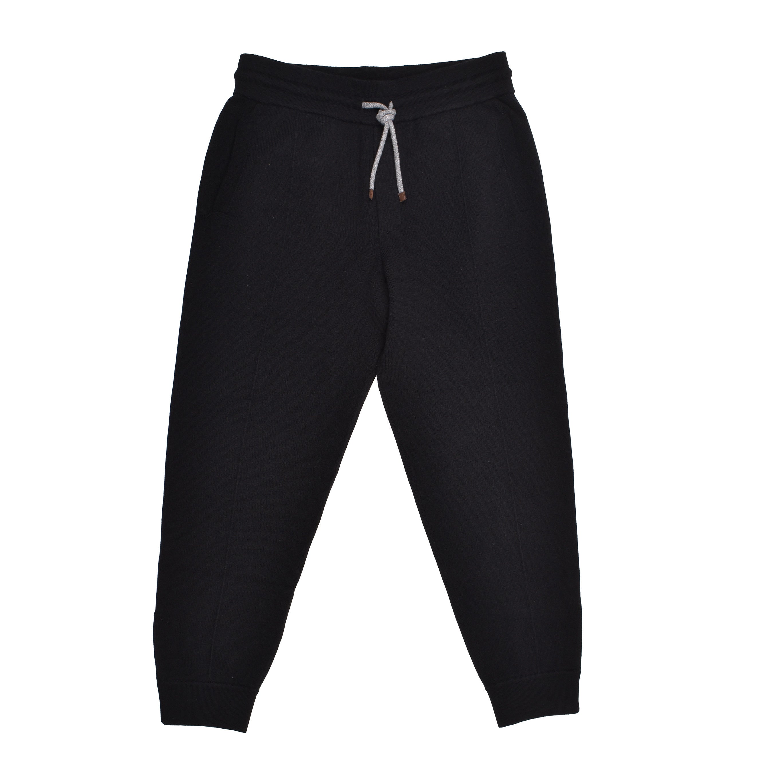 BRUNELLO CUCINELLI MEN'S 100% CASHMERE JET BLACK ATHLETIC FASHION GYM/SWEATPANTS