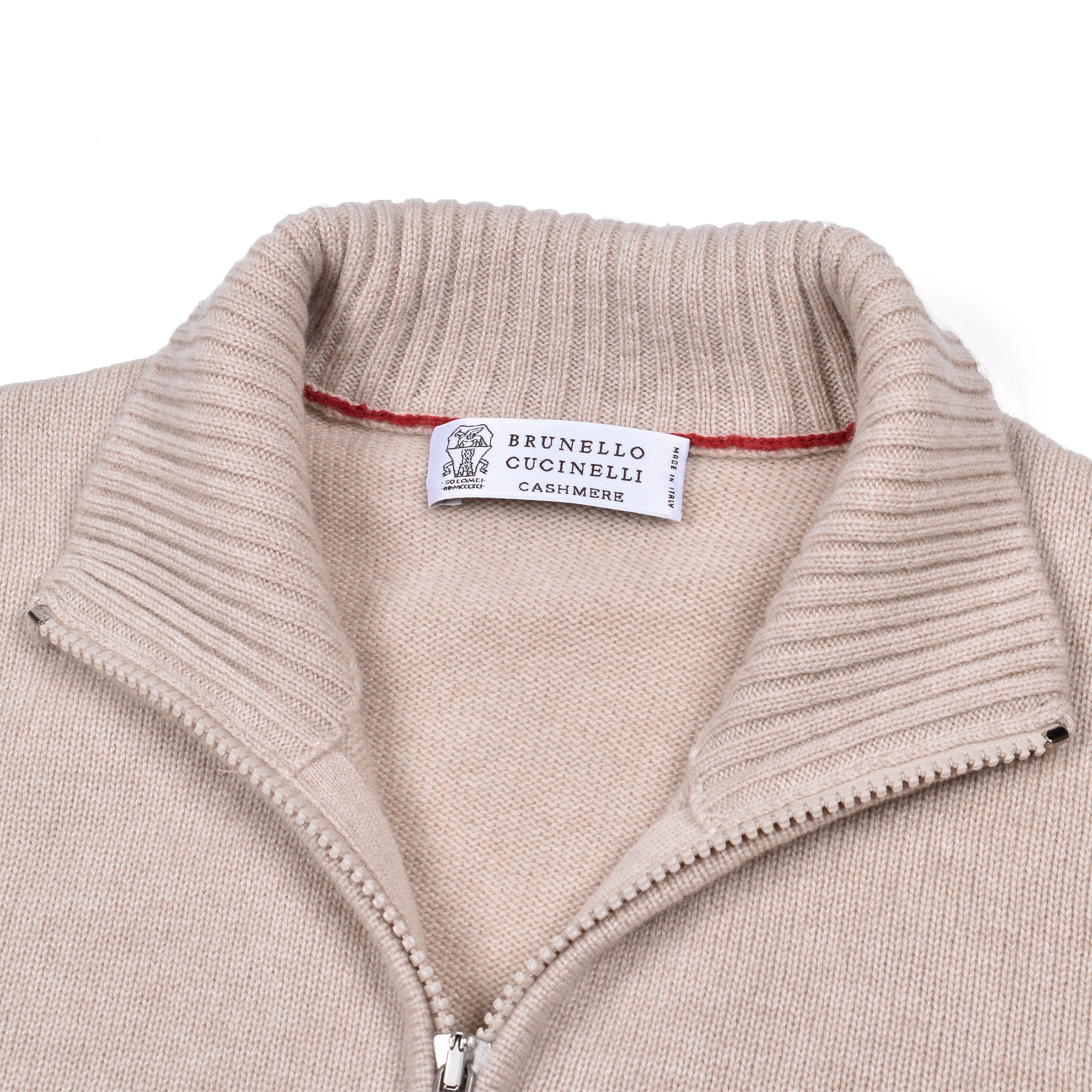 BRUNELLO CUCINELLI MEN'S 100% CASHMERE CASUAL 1/4 ZUP UP SWEATER