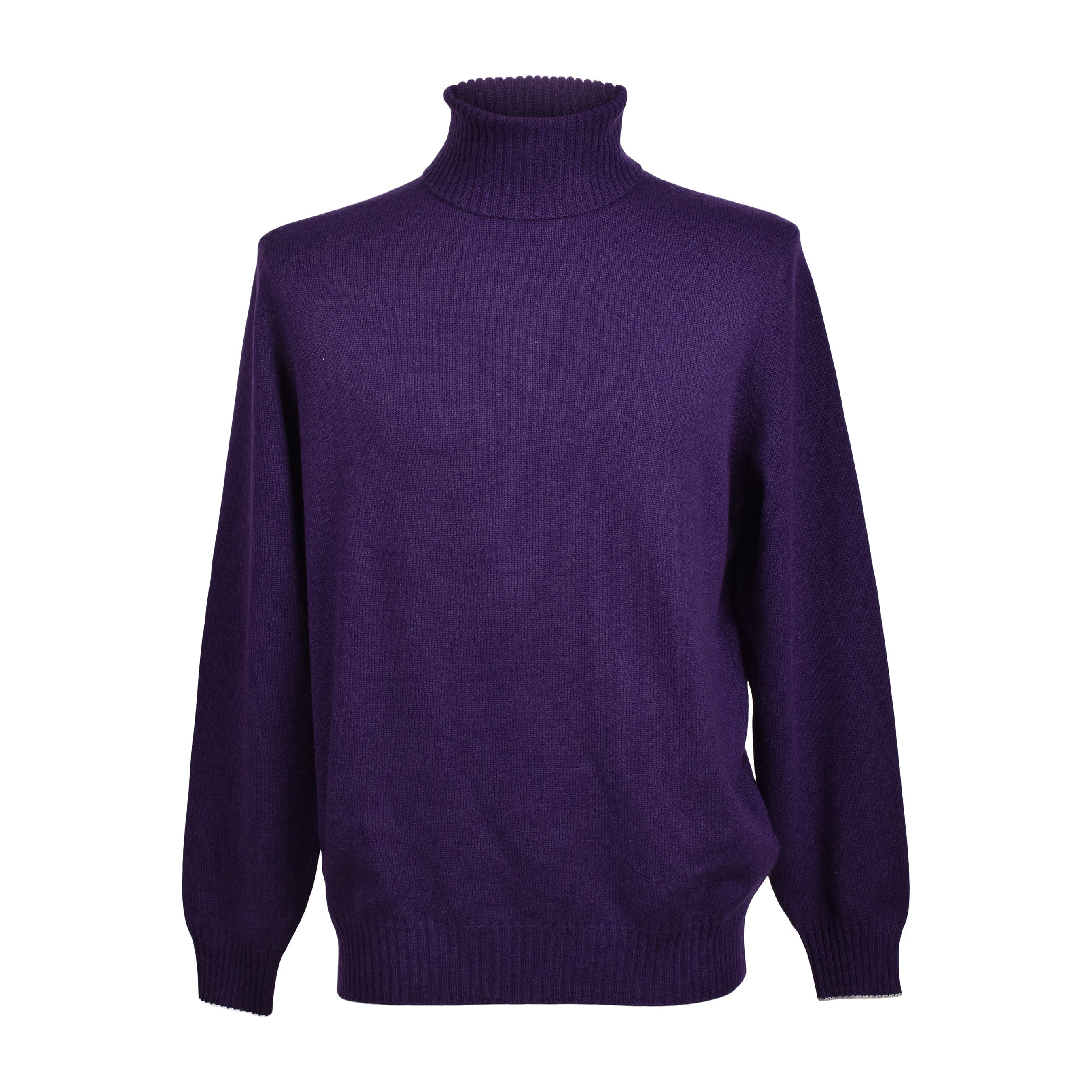 BRUNELLO CUCINELLI MEN'S PURPLE CASHMERE TURTLENECK SWEATER