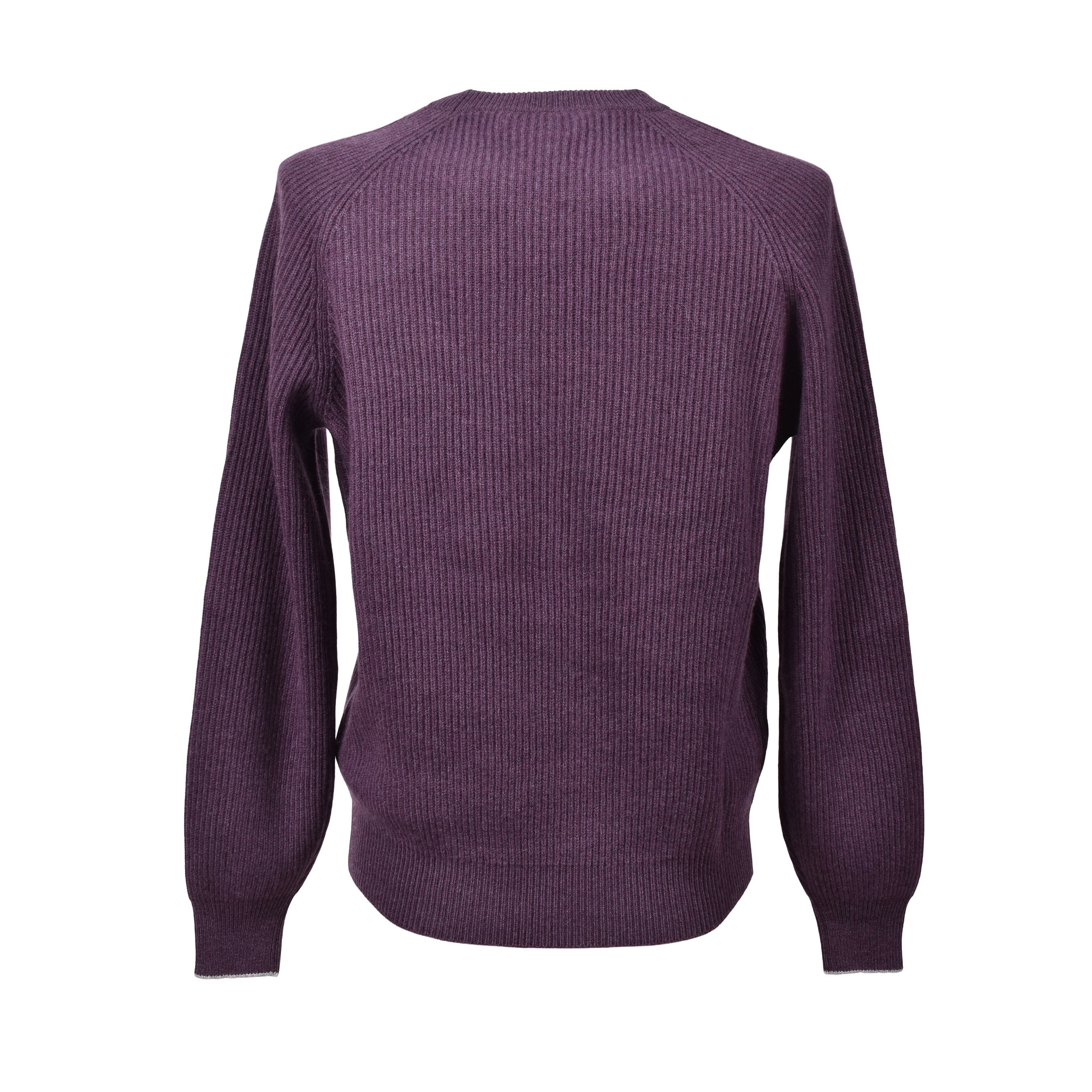 BRUNELLO CUCINELLI MEN'S PLUM CASHMERE CREW NECK SWEATER