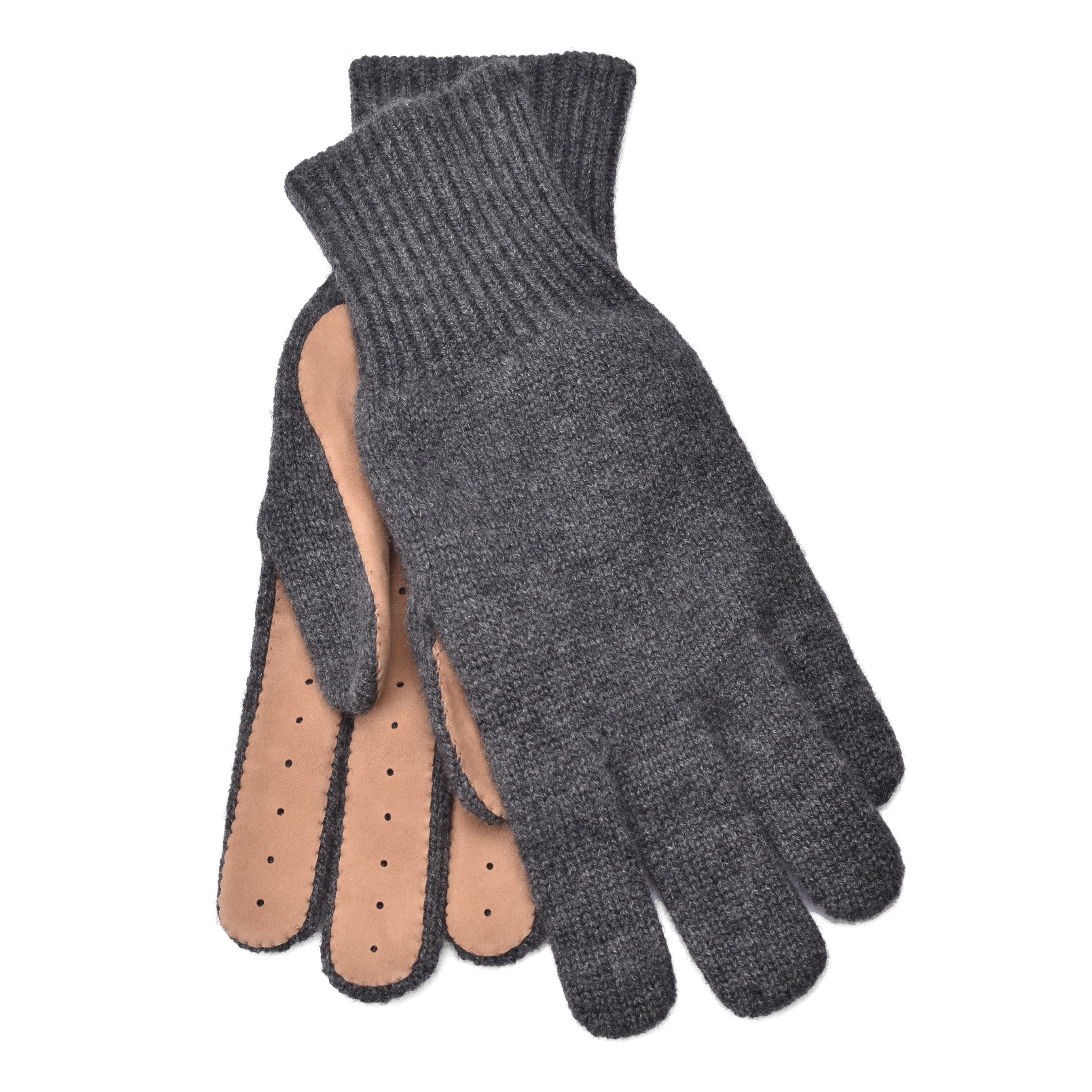 BRUNELLO CUCINELLI MEN'S TWO TONE CASHMERE SUEDE BLEND GLOVES