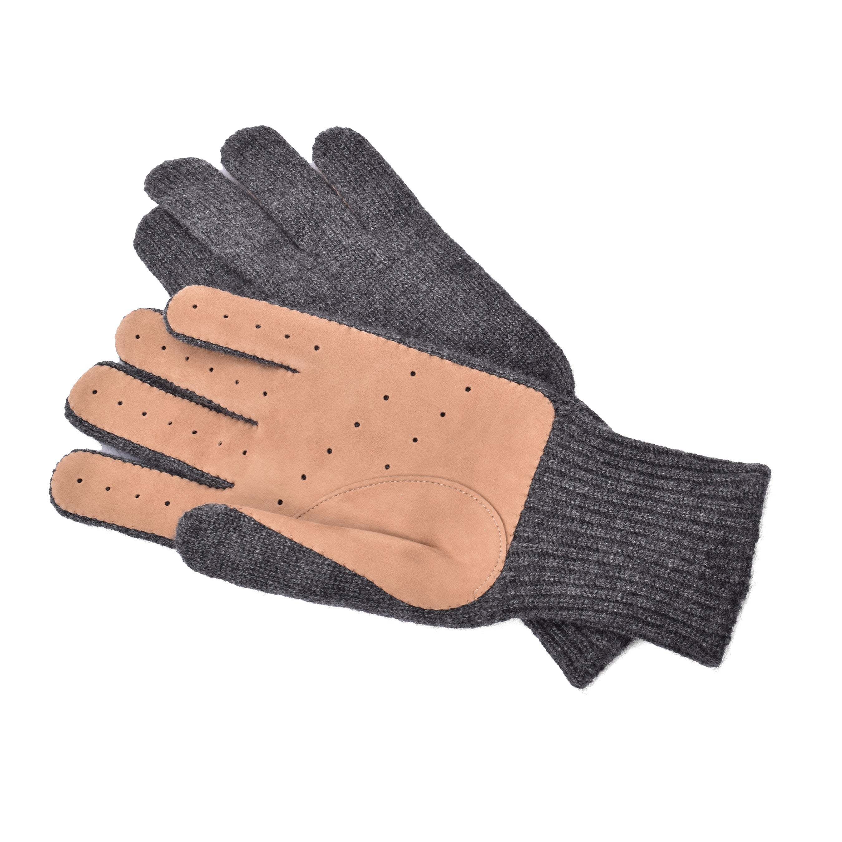 BRUNELLO CUCINELLI MEN'S TWO TONE CASHMERE SUEDE BLEND GLOVES