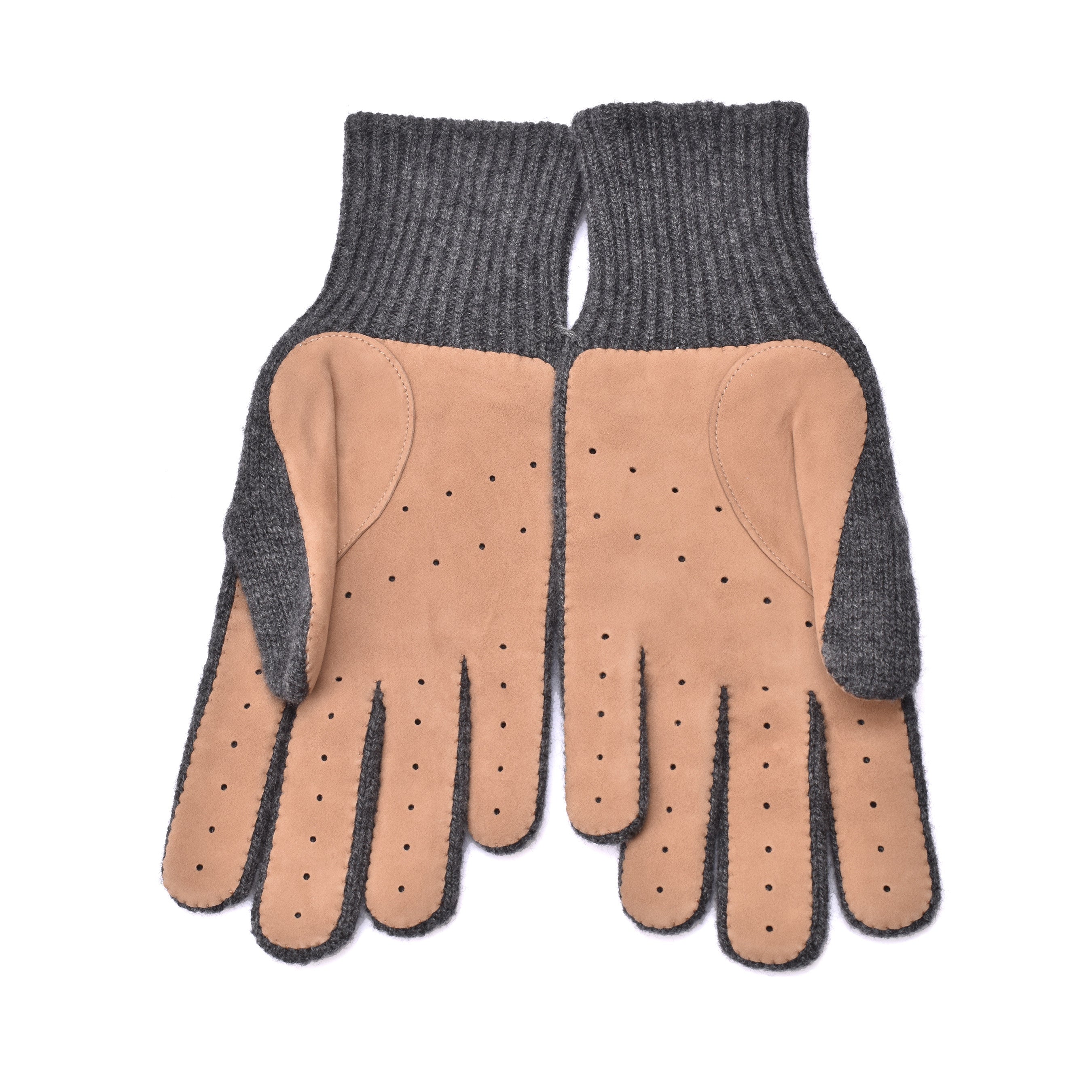 BRUNELLO CUCINELLI MEN'S TWO TONE CASHMERE SUEDE BLEND GLOVES
