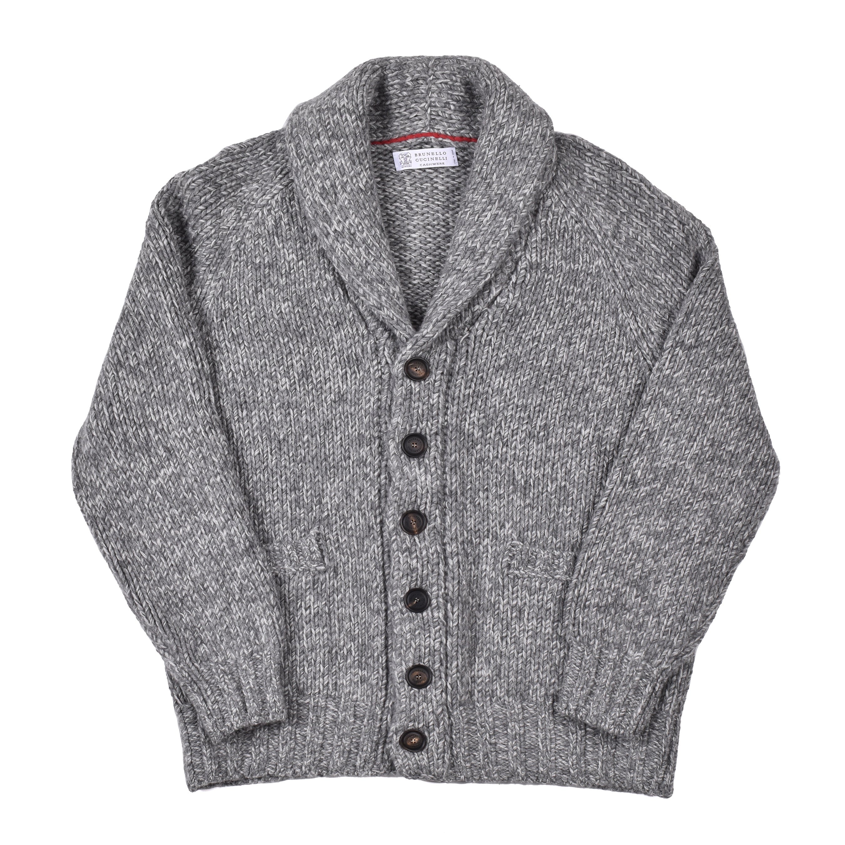 BRUNELLO CUCINELLI MEN'S GRAY CASHMERE BLEND KNIT CARDIGAN