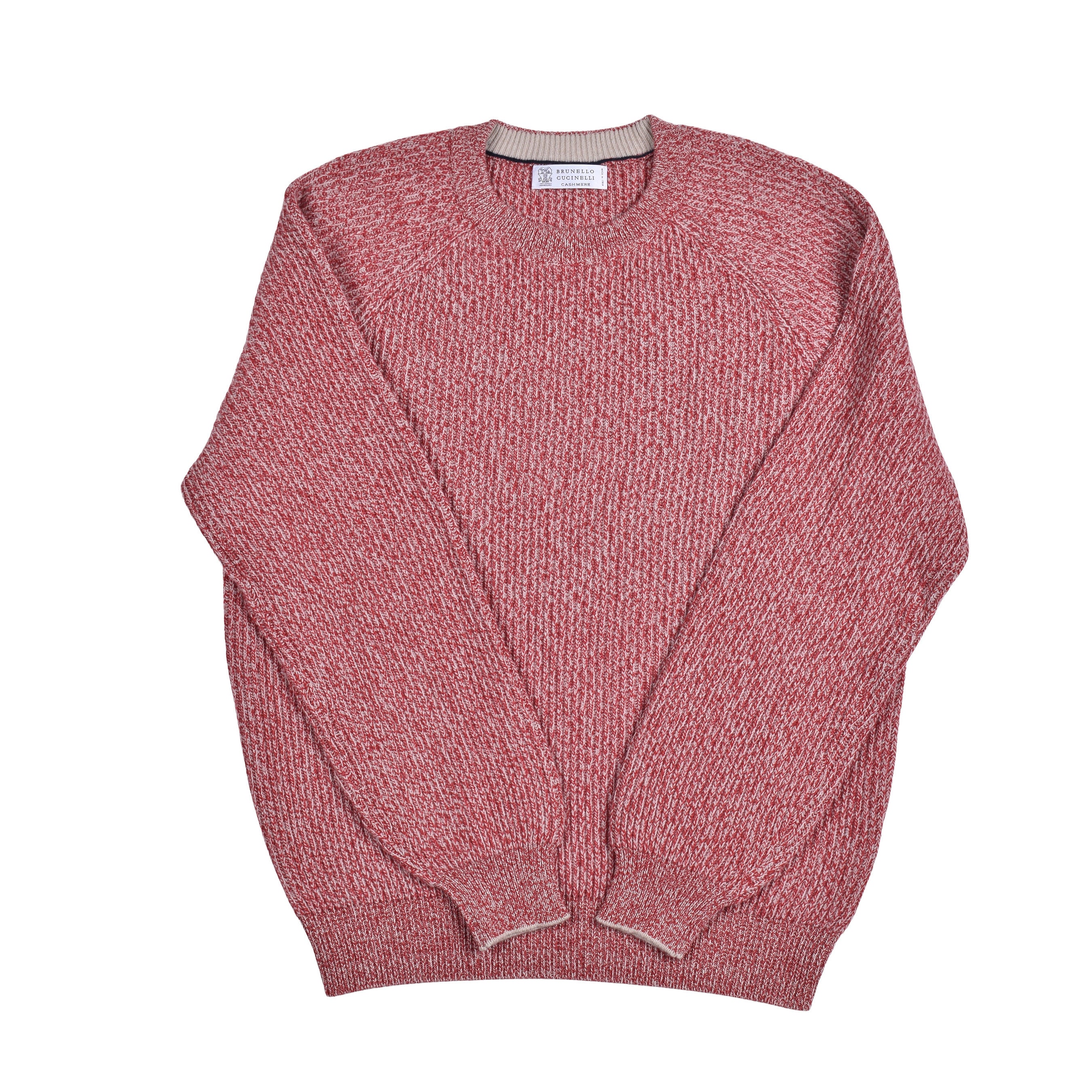 BRUNELLO CUCINELLI MEN'S TOMATO CASHMERE BLEND CREW SWEATER
