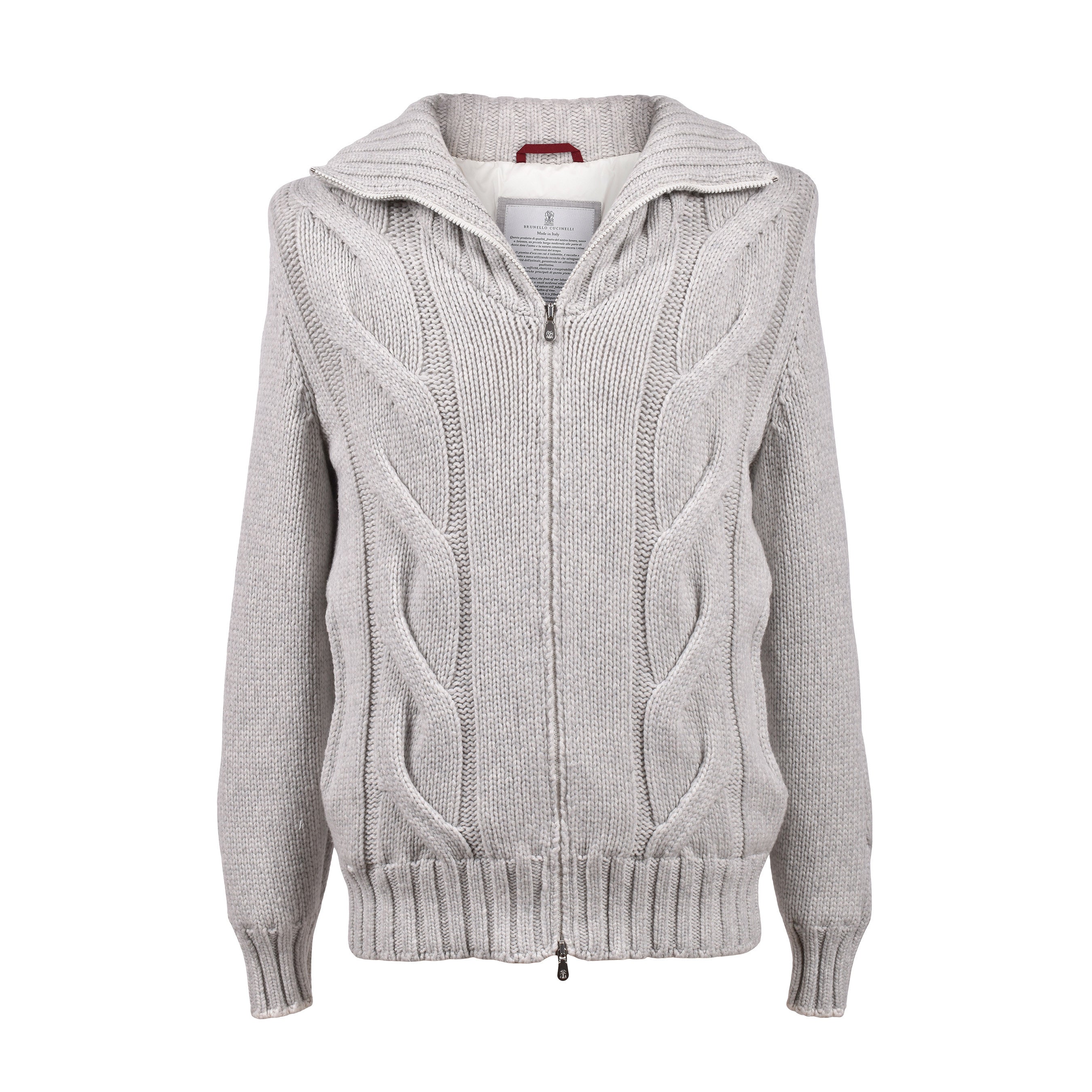 BRUNELLO CUCINELLI MEN'S 100% CASHMERE CARDIGAN STLYE CABLE KNIT PUFFER JACKET