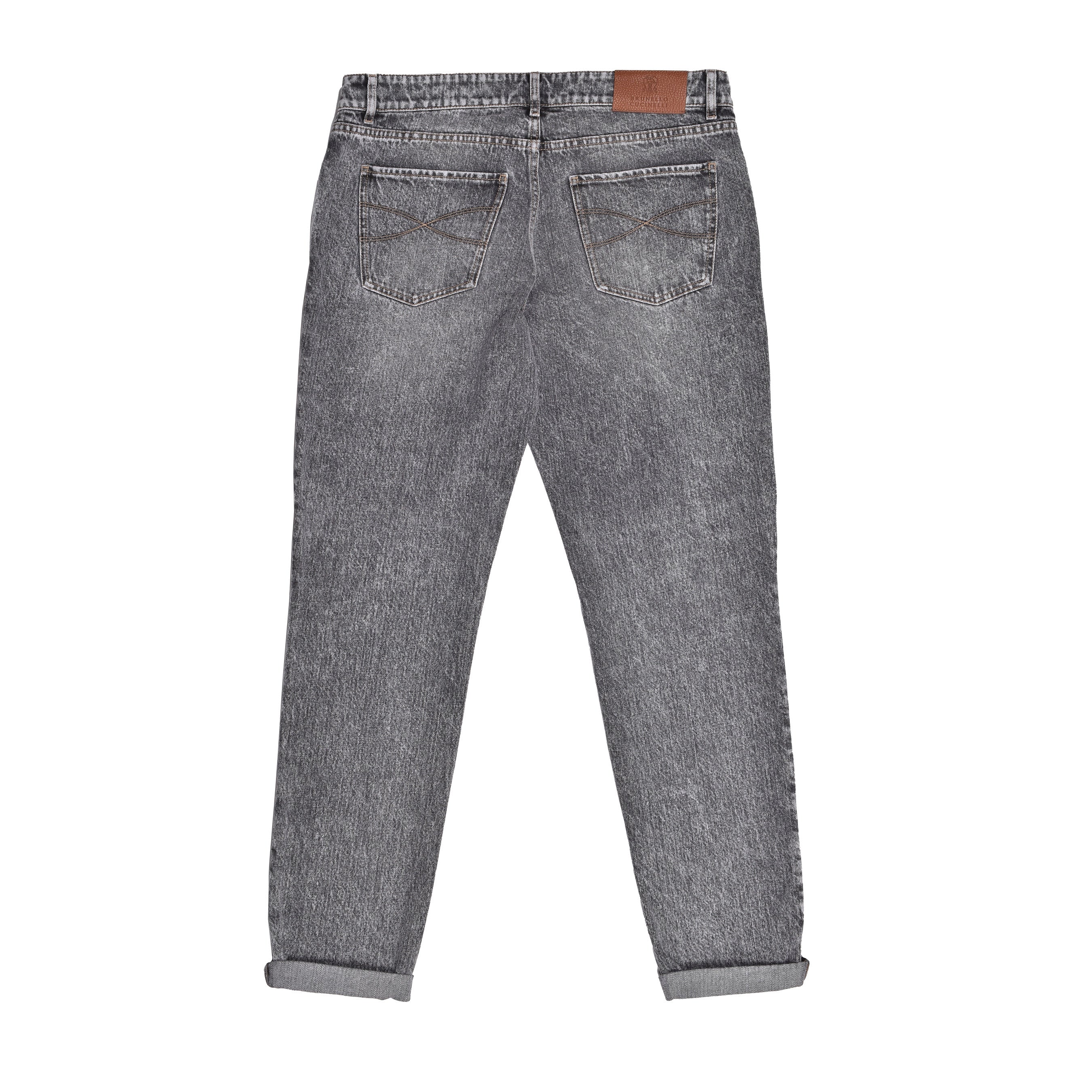 BRUNELLO CUCINELLI MEN'S GRAY DENIM TRADITIONAL FIT JEANS