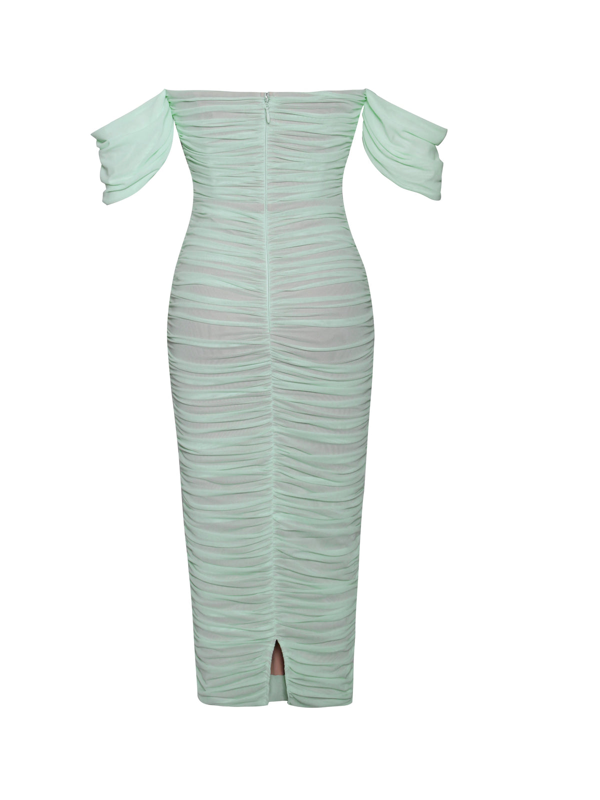 Quenby Mint Off Shoulder Mesh Maxi Dress (Archive Sale)