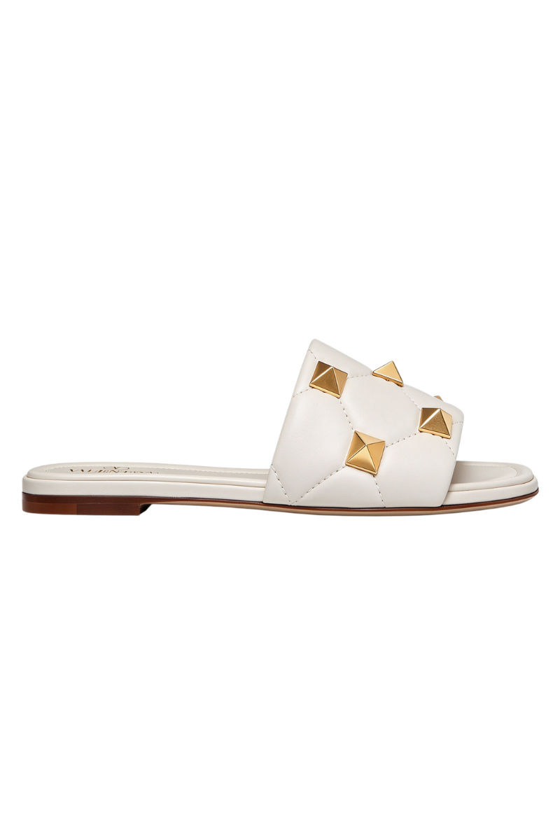 Valentino Round Toe Flat Slide Sandals Light Ivory WW2S0BK4ZCG_I16