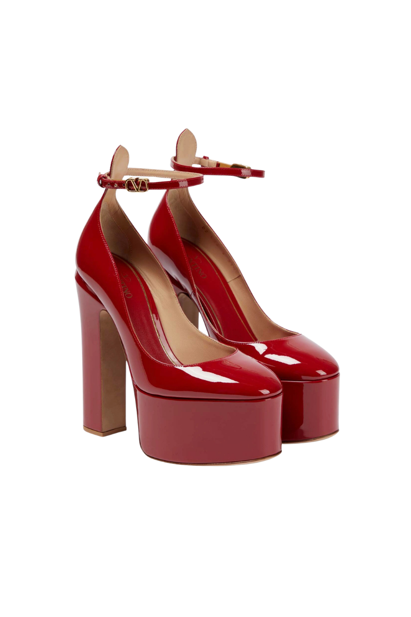 Valentino Garavani Tan-Go 155mm Patent Leather Platform Pumps In Red