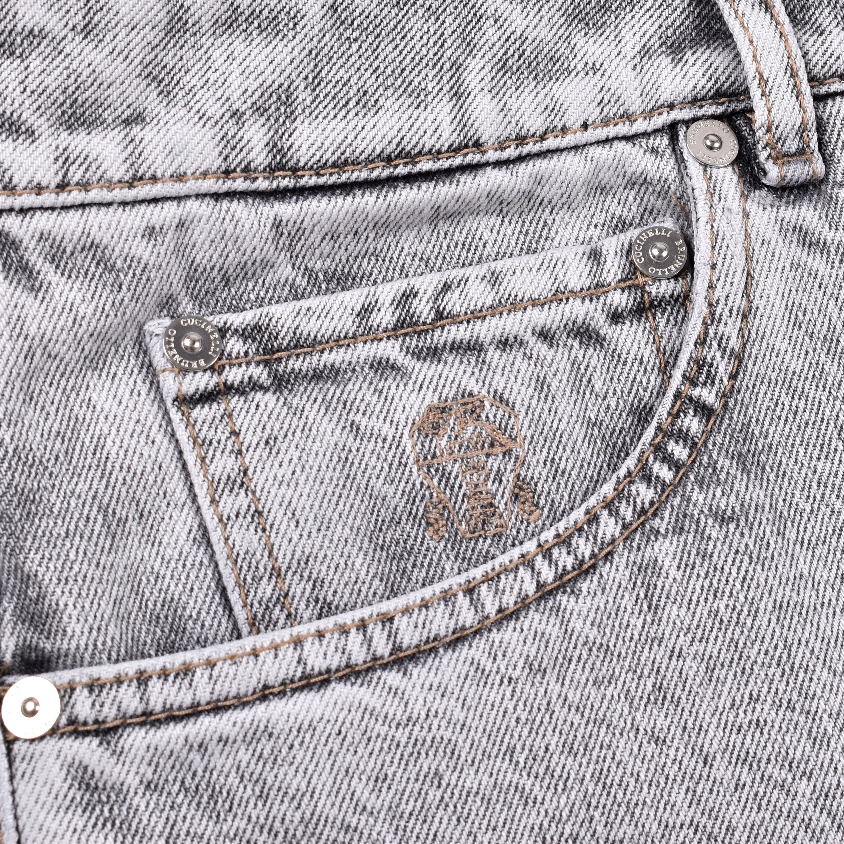 BRUNELLO CUCINELLI MEN'S STONE DENIM FIVE-POCKET JEANS