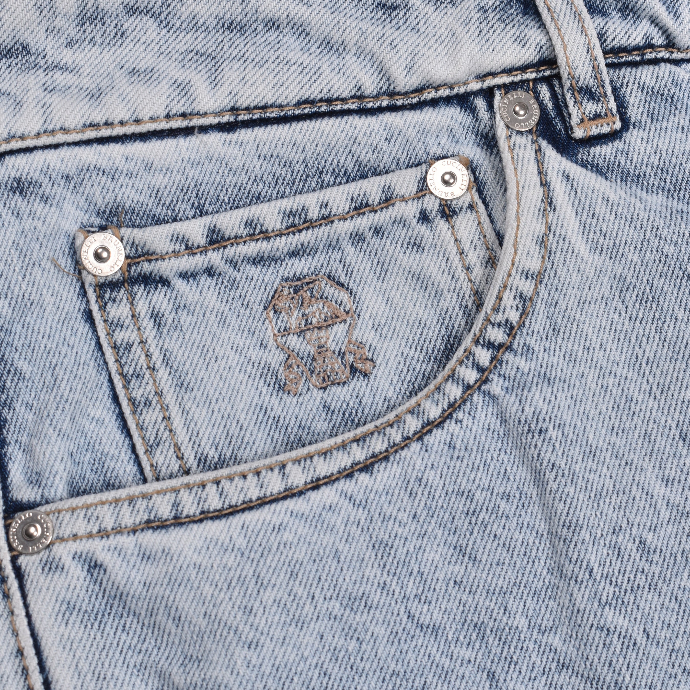 BRUNELLO CUCINELLI MEN'S LIGHT WASH FIVE-POCKET JEANS