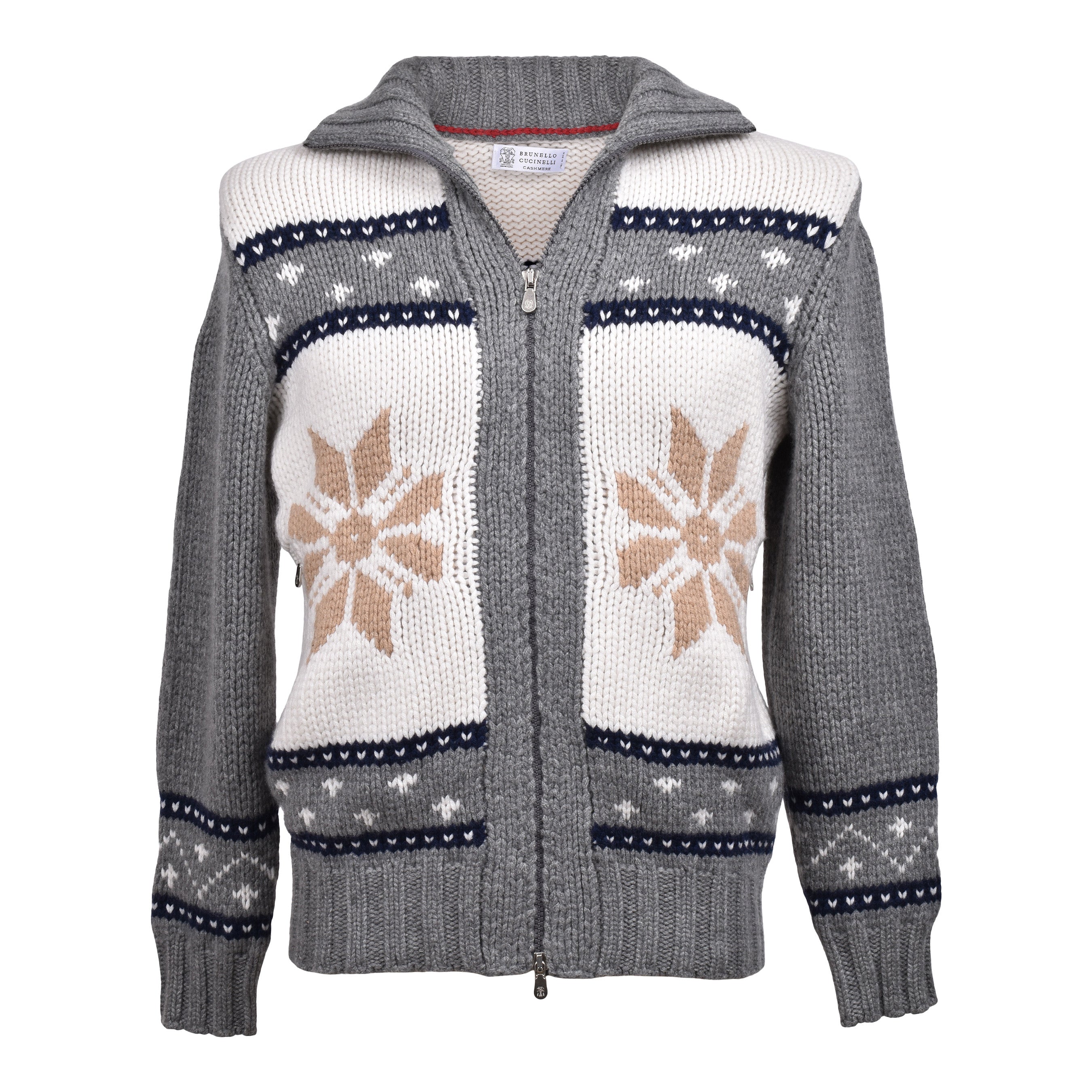 BRUNELLO CUCINELLI MEN'S 100% CASHMERE HEAVY KNIT CARDIGAN STYLE ZIP UP SWEATER