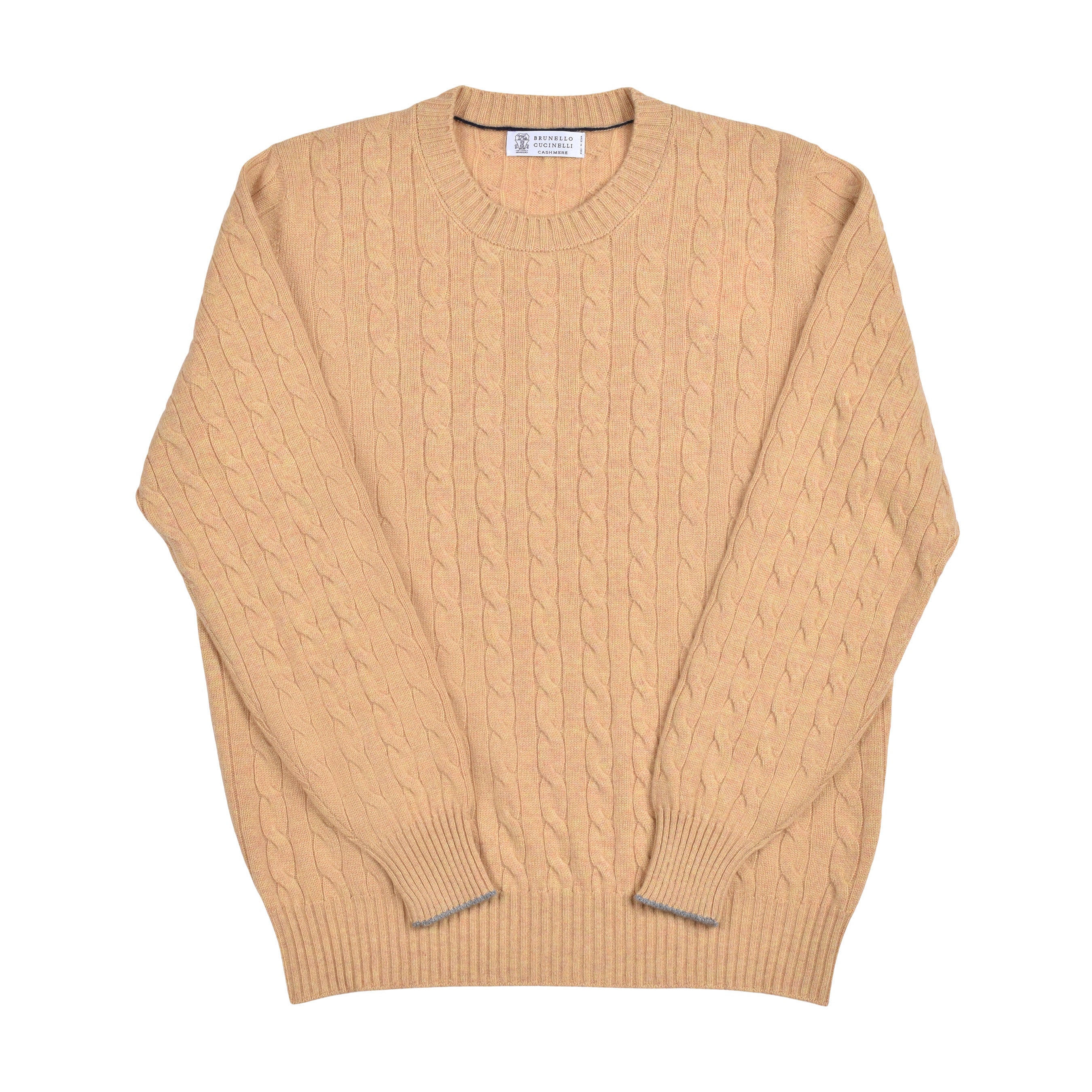 BRUNELLO CUCINELLI MEN'S 100% CASHMERE CABLE KNIT CREW NECK SWEATER/PULLOVER NEW