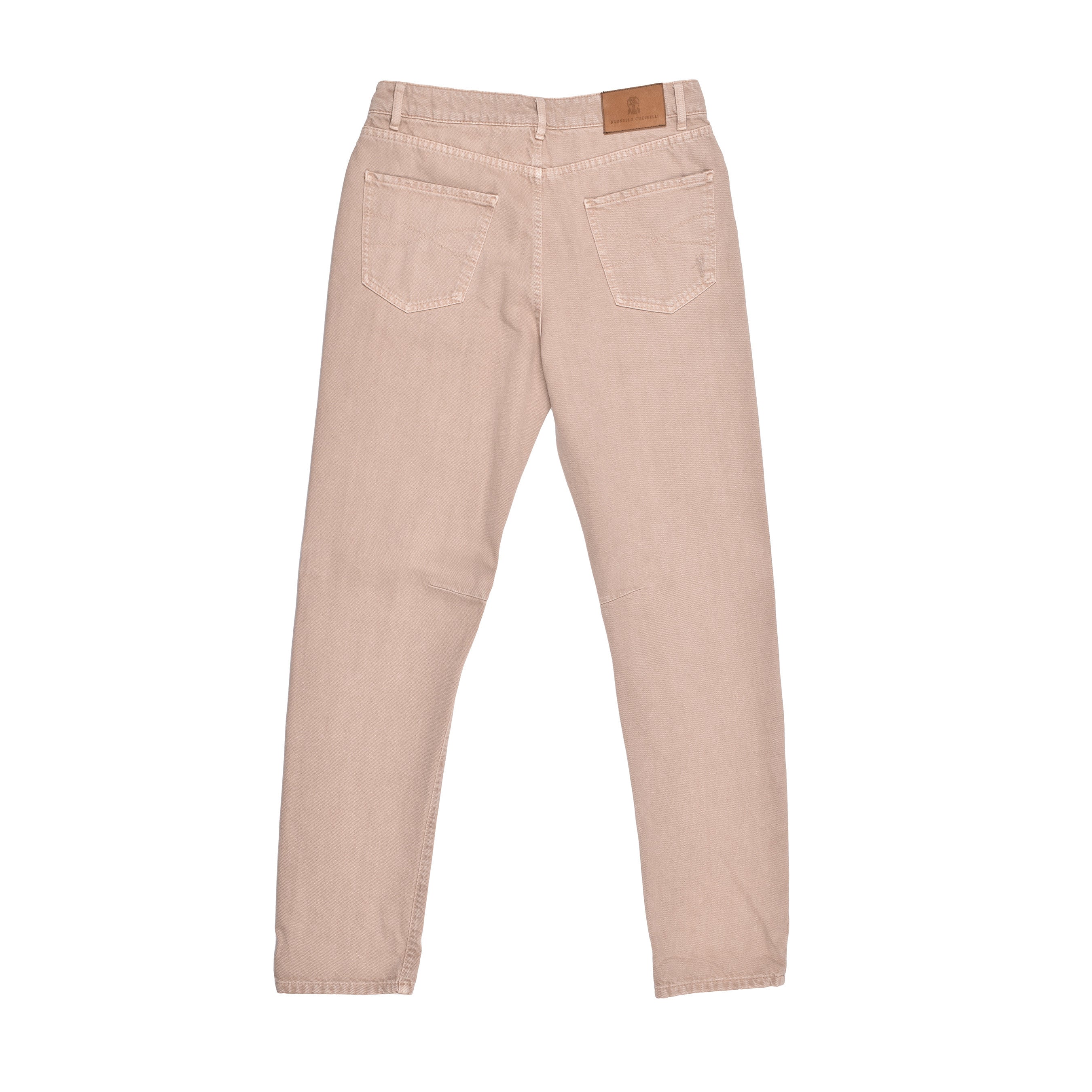 BRUNELLO CUCINELLI MEN'S DISTRESSED BEIGE DENIM JEANS