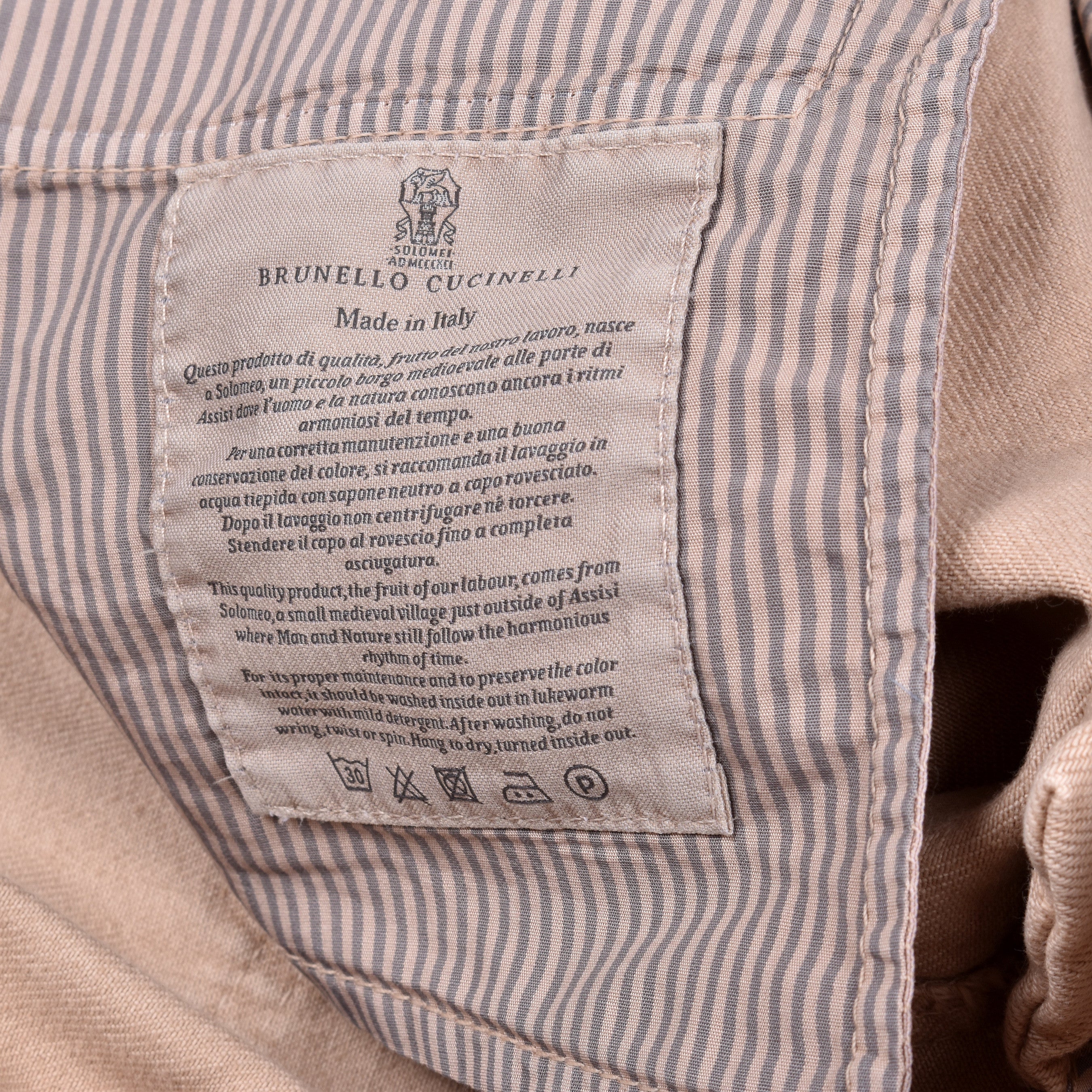 BRUNELLO CUCINELLI MEN'S DISTRESSED BEIGE DENIM JEANS