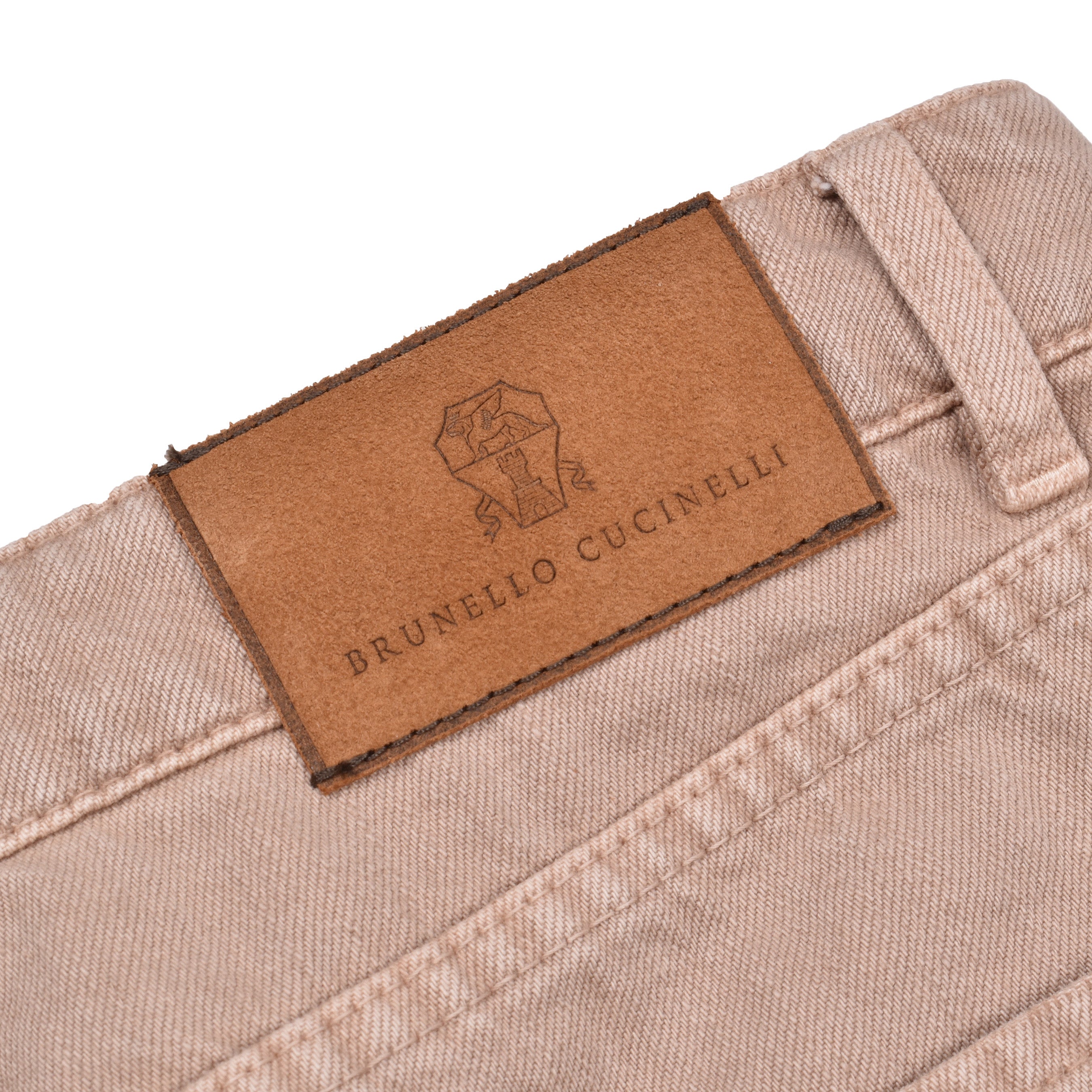 BRUNELLO CUCINELLI MEN'S DISTRESSED BEIGE DENIM JEANS