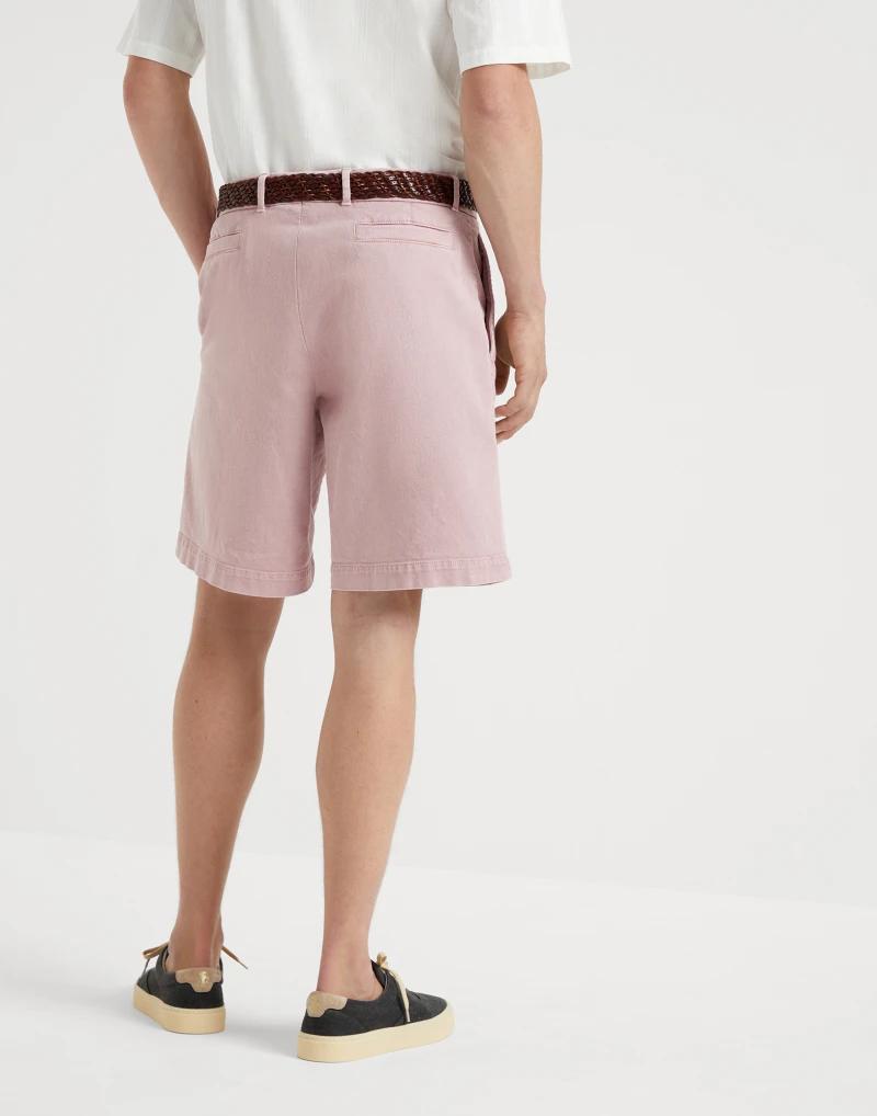 BRUNELLO CUCINELLI MEN'S LIGHT PINK TAILORED SHORTS