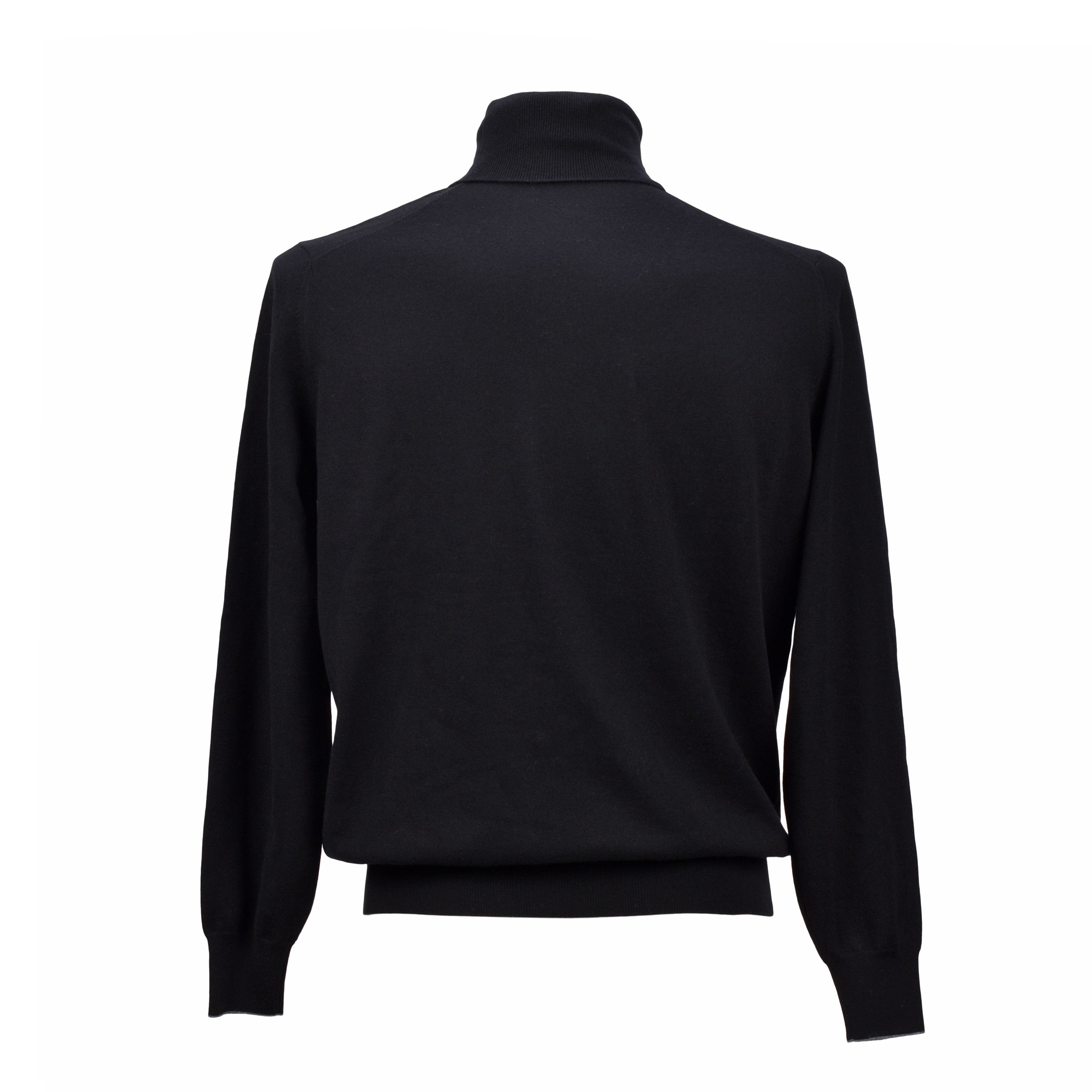 BRUNELLO CUCINELLI MEN'S 100% CASHMERE DEEP BLACK CASUAL TURTLENECK SWEATER