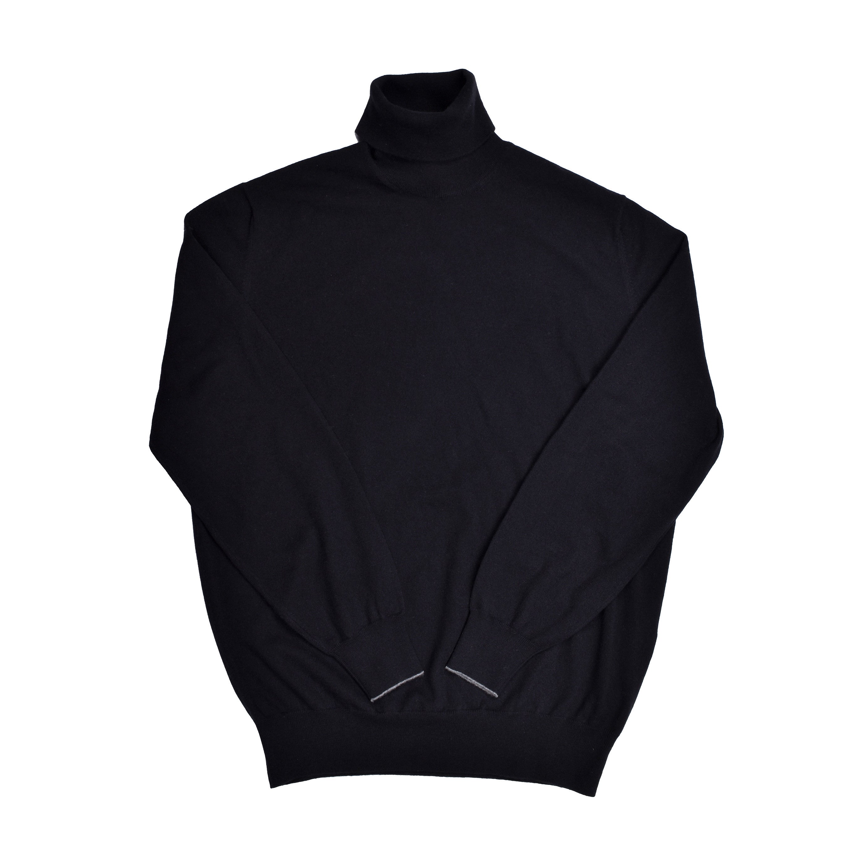 BRUNELLO CUCINELLI MEN'S 100% CASHMERE DEEP BLACK CASUAL TURTLENECK SWEATER